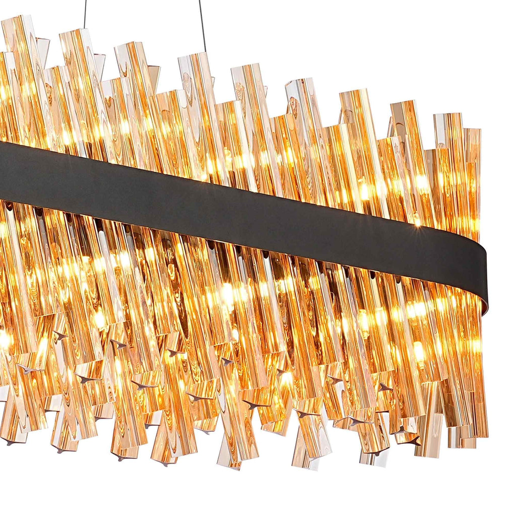 NL9508BL/AM9 Kaffer 36 Light Oblong Pendant Satin Black Amber