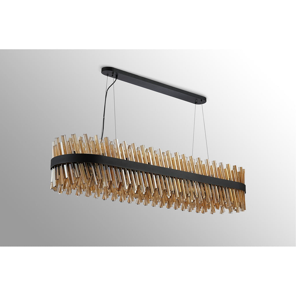 NL9508BL/AM9 Kaffer 36 Light Oblong Pendant Satin Black Amber