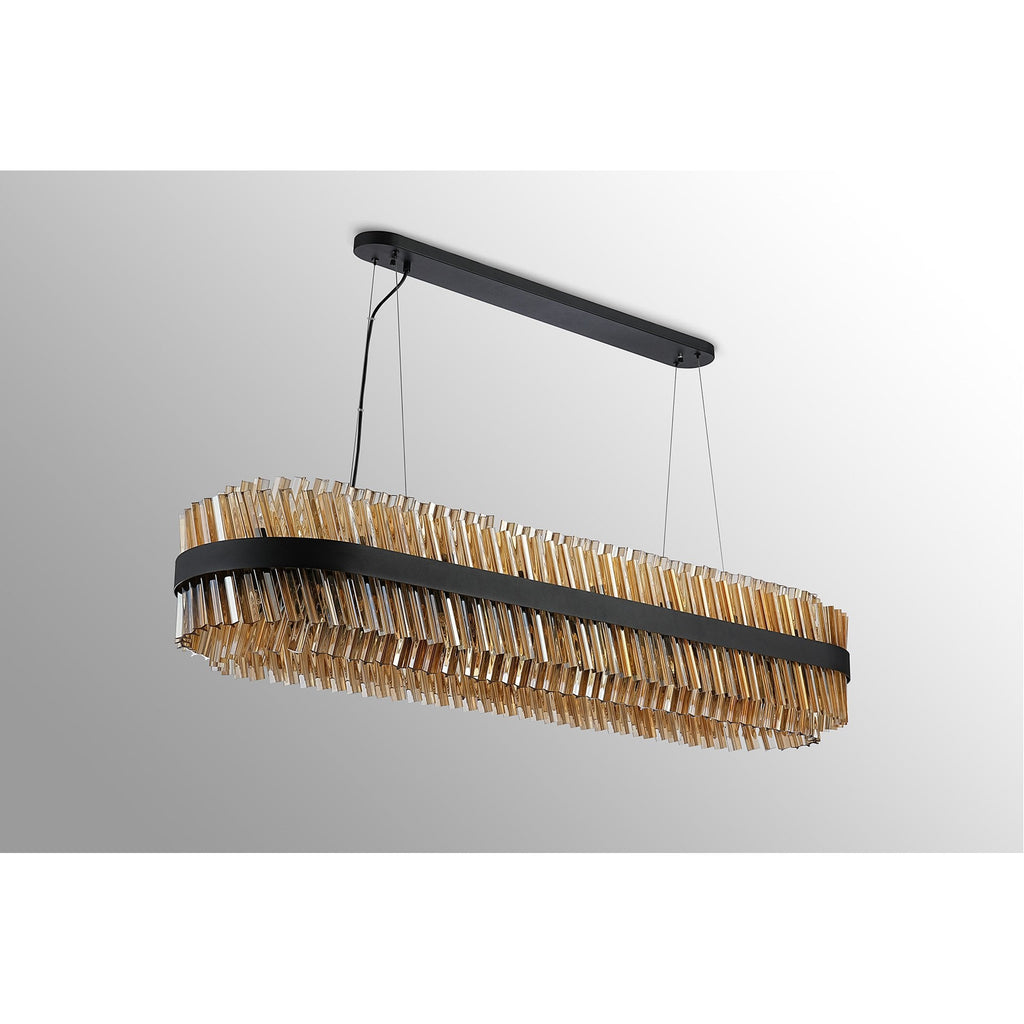 NL9508BL/AM9 Kaffer 36 Light Oblong Pendant Satin Black Amber