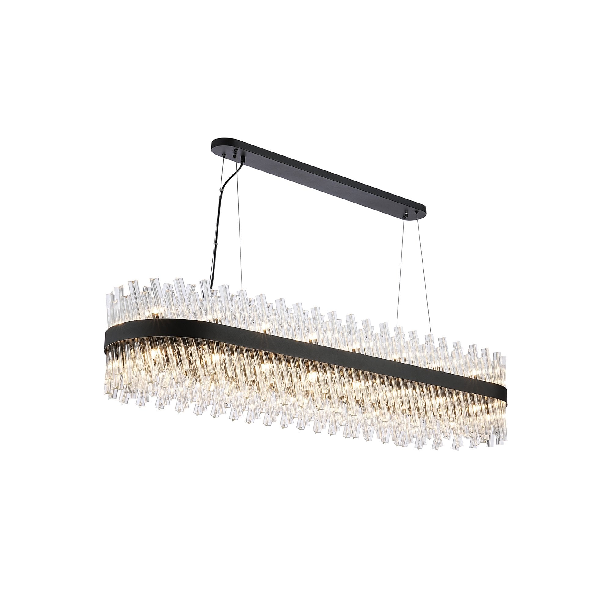 NL9508BL/CL9 Kaffer 36 Light Oblong Pendant Satin Black Clear