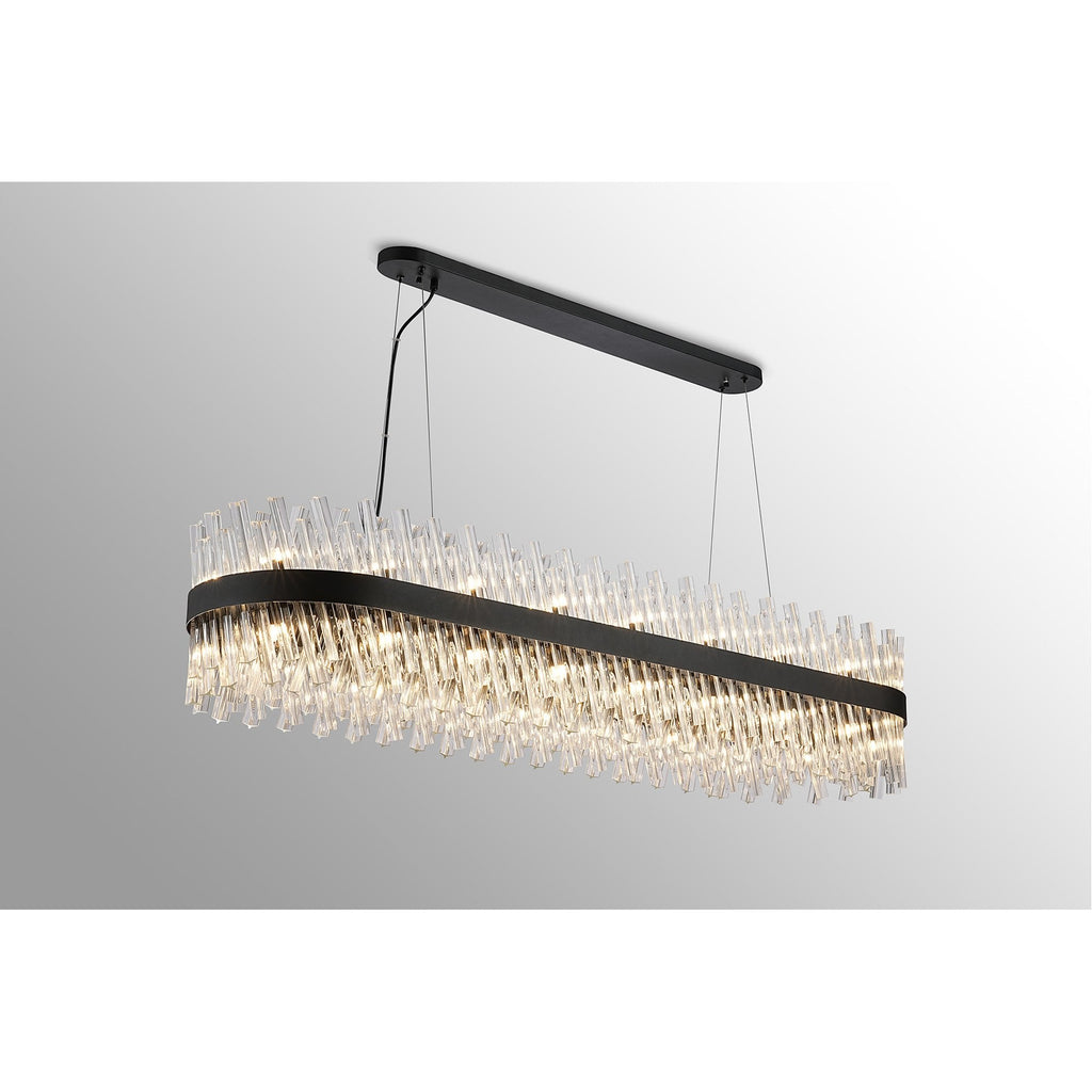 NL9508BL/CL9 Kaffer 36 Light Oblong Pendant Satin Black Clear