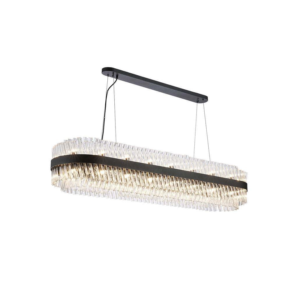 NL9508BL/CL9 Kaffer 36 Light Oblong Pendant Satin Black Clear