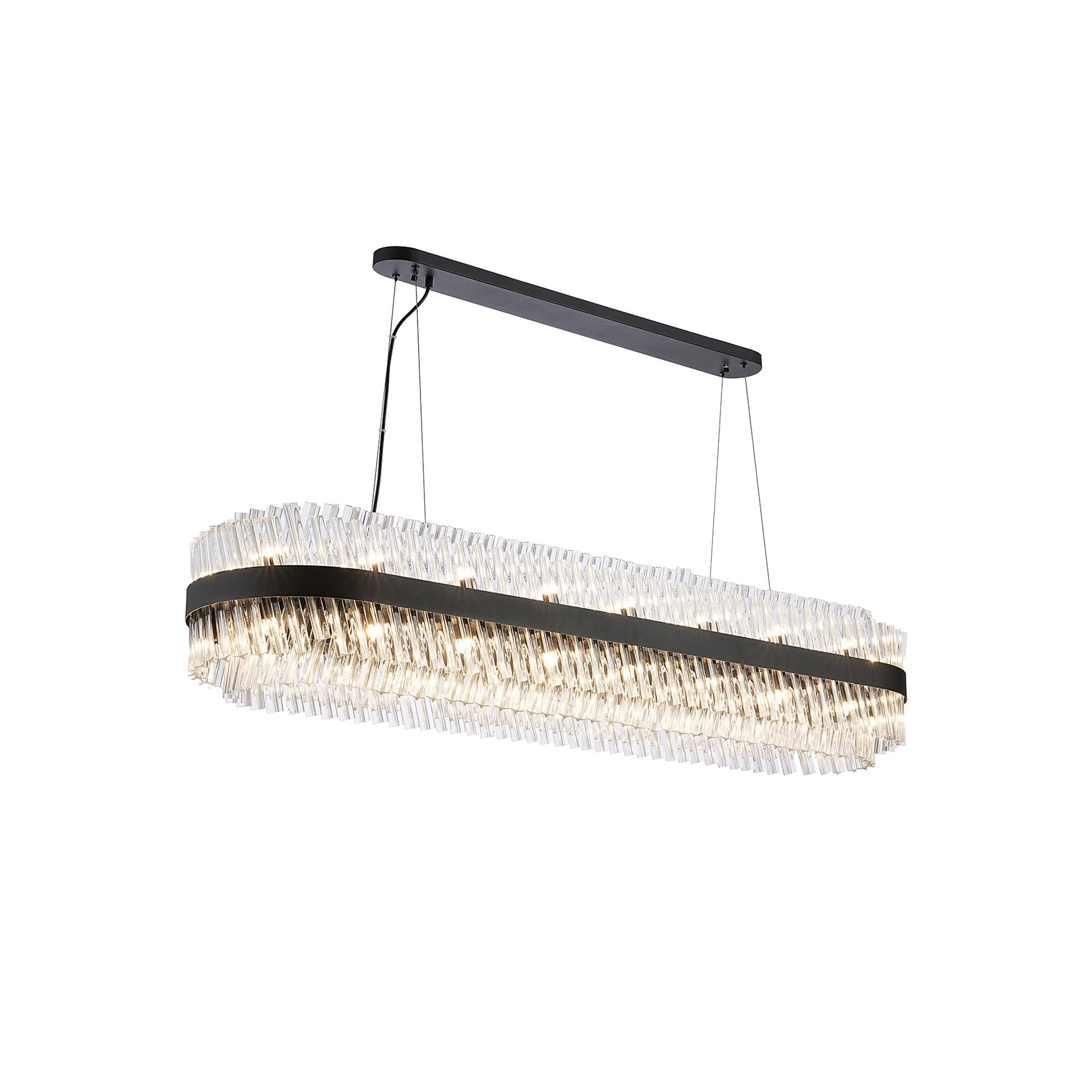 NL9508BL/CL9 Kaffer 36 Light Oblong Pendant Satin Black Clear