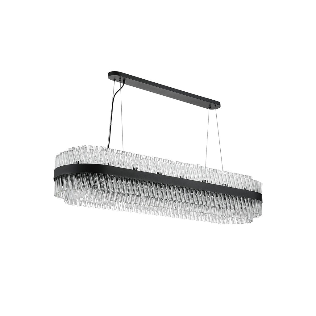 NL9508BL/CL9 Kaffer 36 Light Oblong Pendant Satin Black Clear