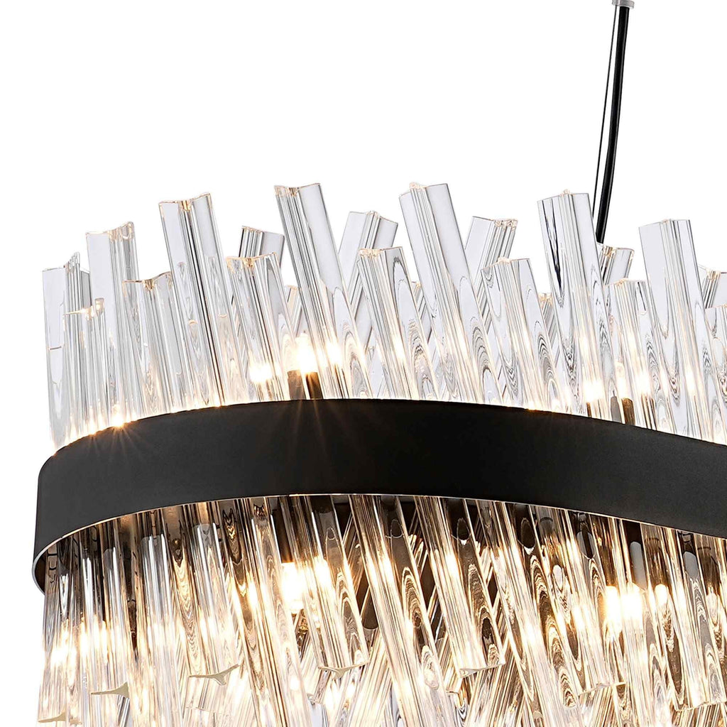 NL9508BL/CL9 Kaffer 36 Light Oblong Pendant Satin Black Clear