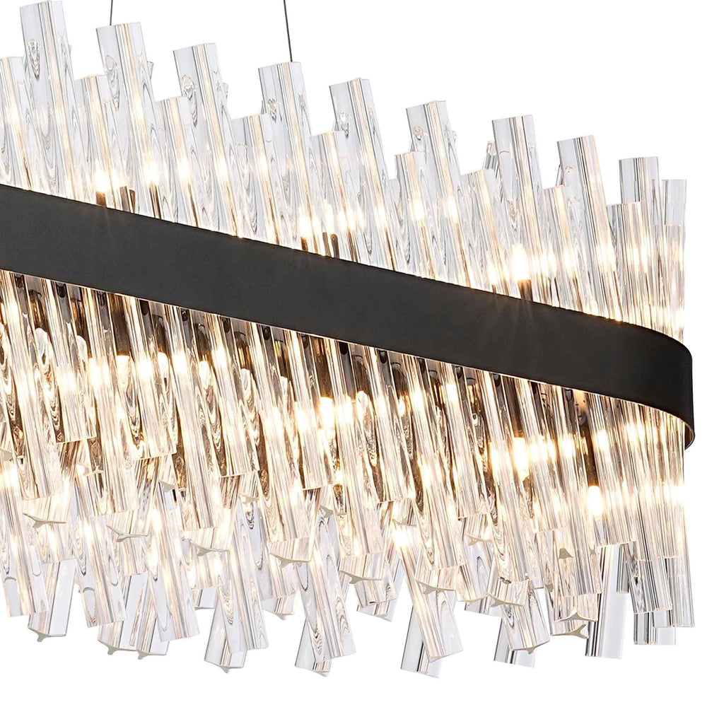 NL9508BL/CL9 Kaffer 36 Light Oblong Pendant Satin Black Clear