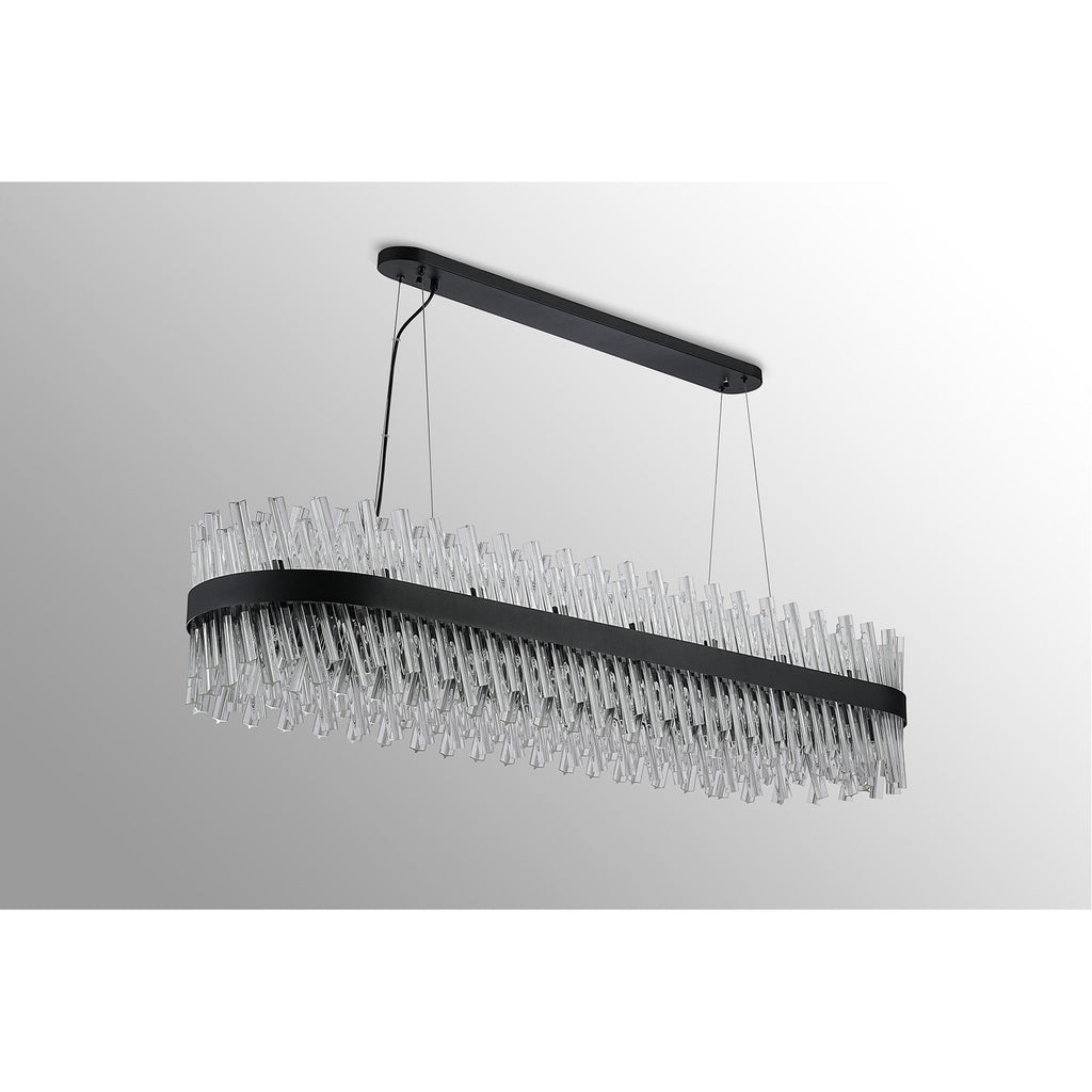 NL9508BL/CL9 Kaffer 36 Light Oblong Pendant Satin Black Clear