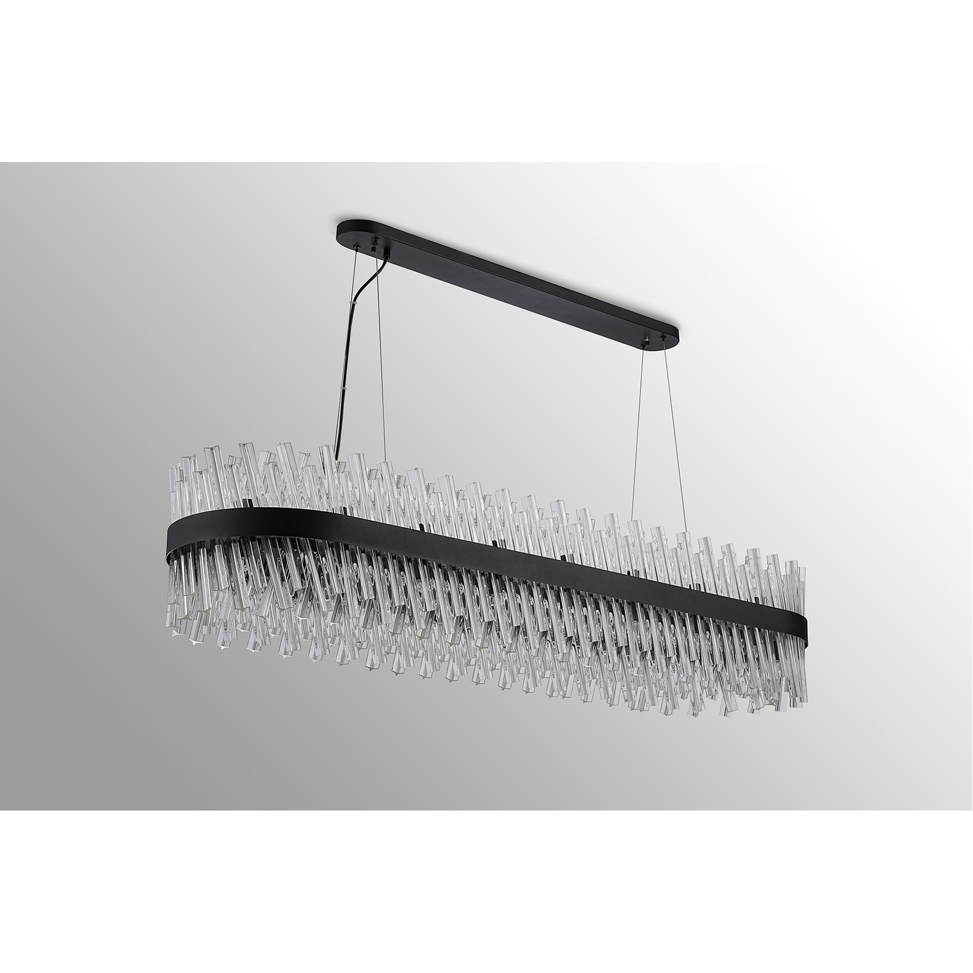 NL9508BL/CL9 Kaffer 36 Light Oblong Pendant Satin Black Clear