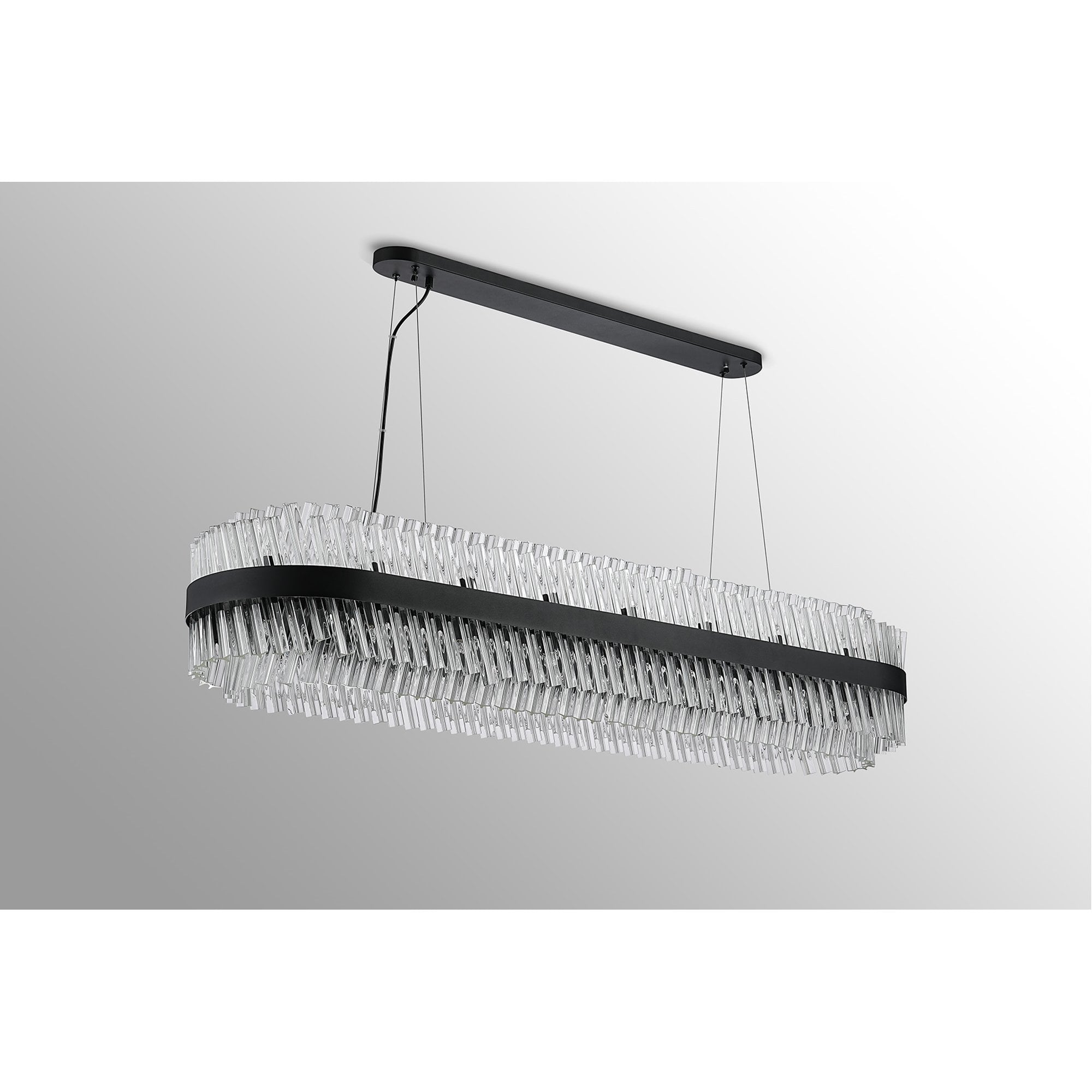 NL9508BL/CL9 Kaffer 36 Light Oblong Pendant Satin Black Clear