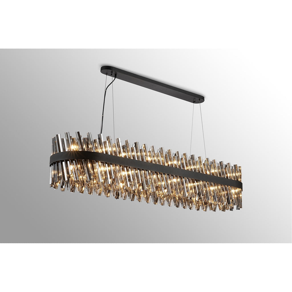 NL9508BL/SM9 Kaffer 36 Light Oblong Pendant Satin Black Smoke