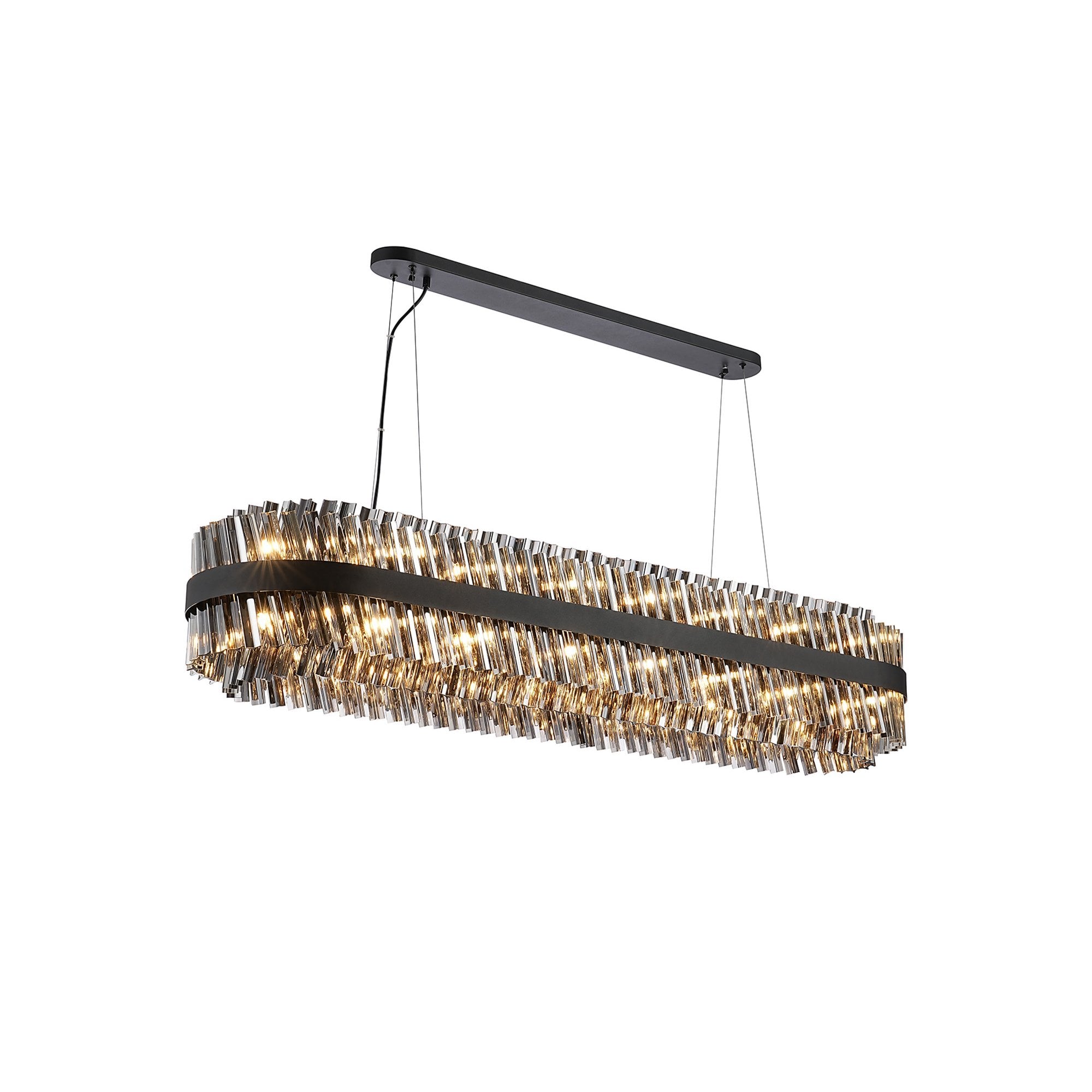 NL9508BL/SM9 Kaffer 36 Light Oblong Pendant Satin Black Smoke