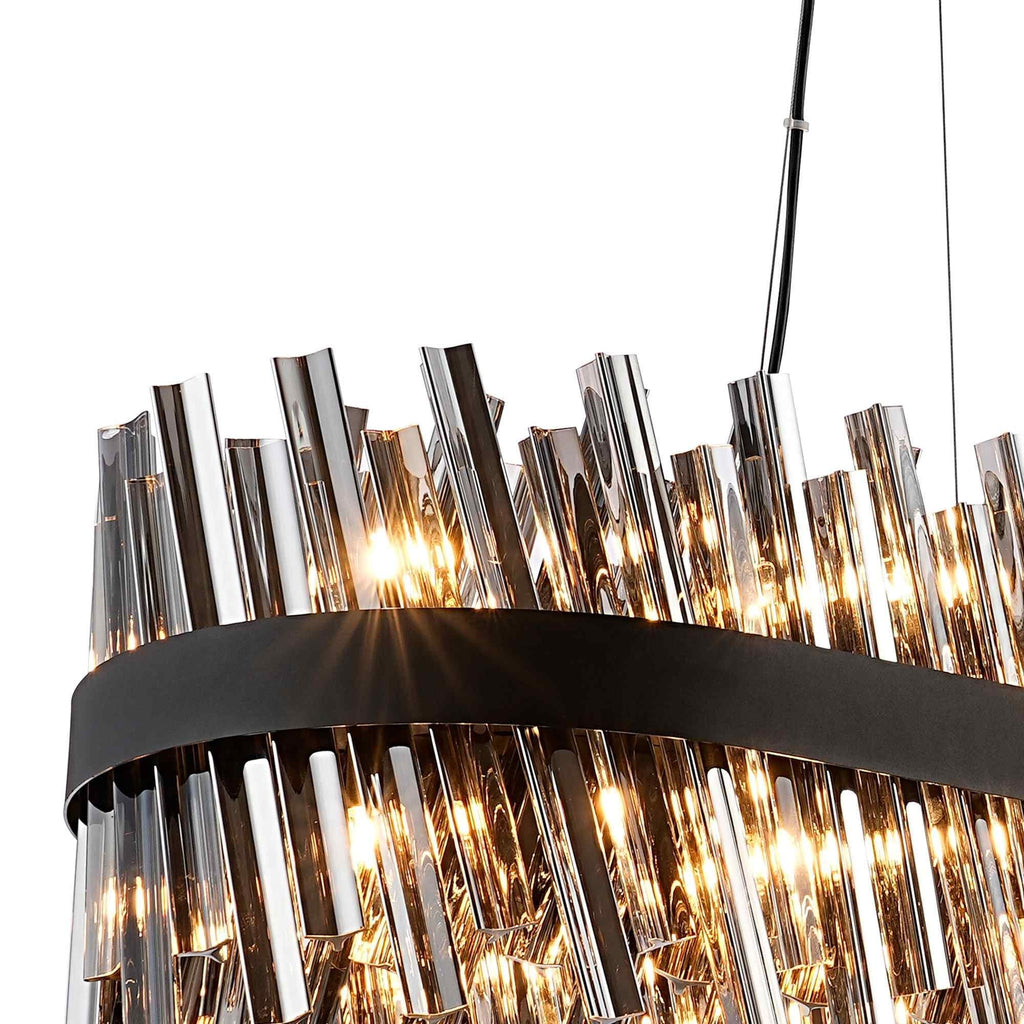 NL9508BL/SM9 Kaffer 36 Light Oblong Pendant Satin Black Smoke