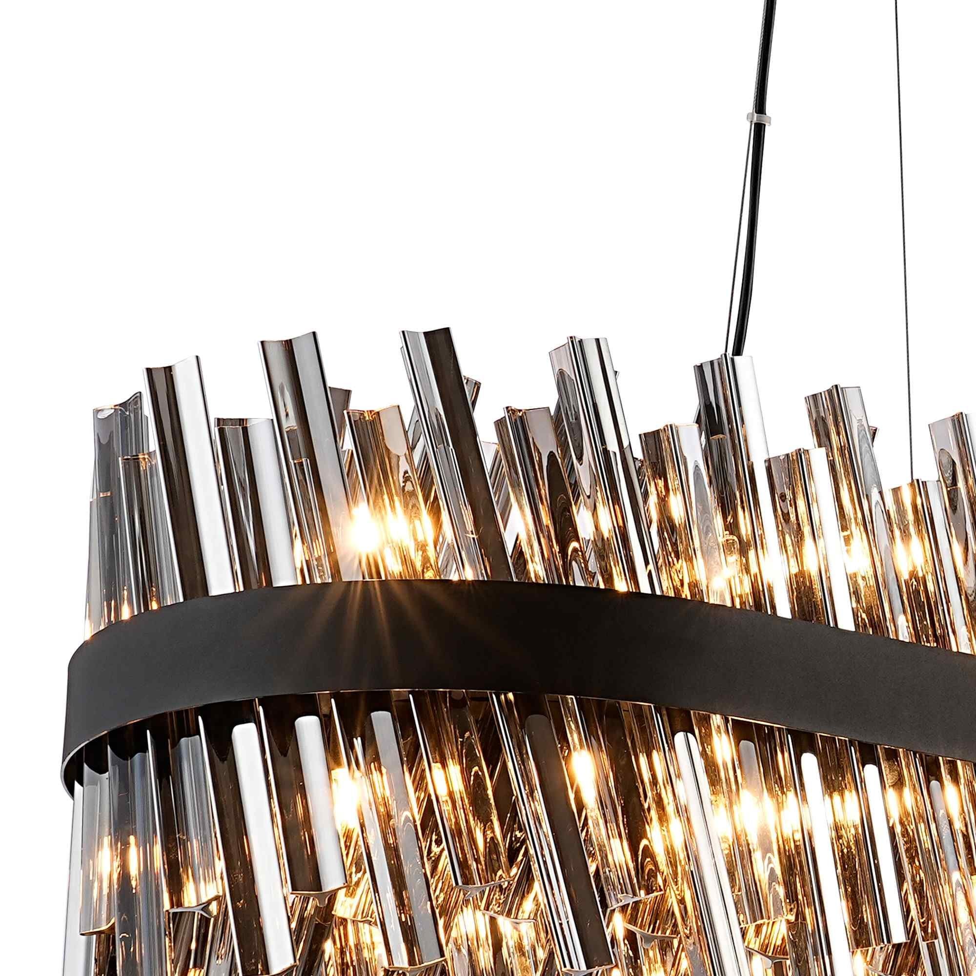 NL9508BL/SM9 Kaffer 36 Light Oblong Pendant Satin Black Smoke