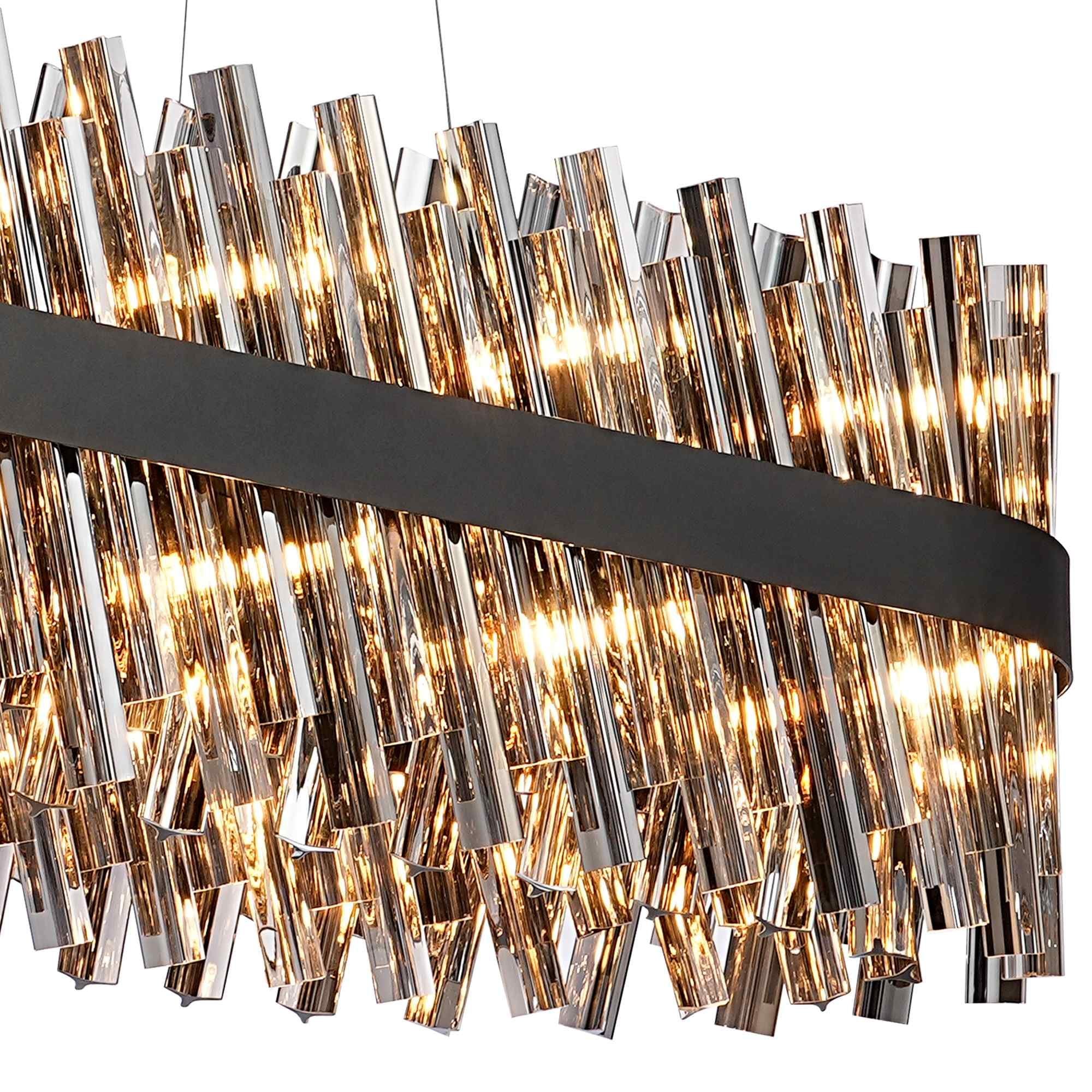 NL9508BL/SM9 Kaffer 36 Light Oblong Pendant Satin Black Smoke
