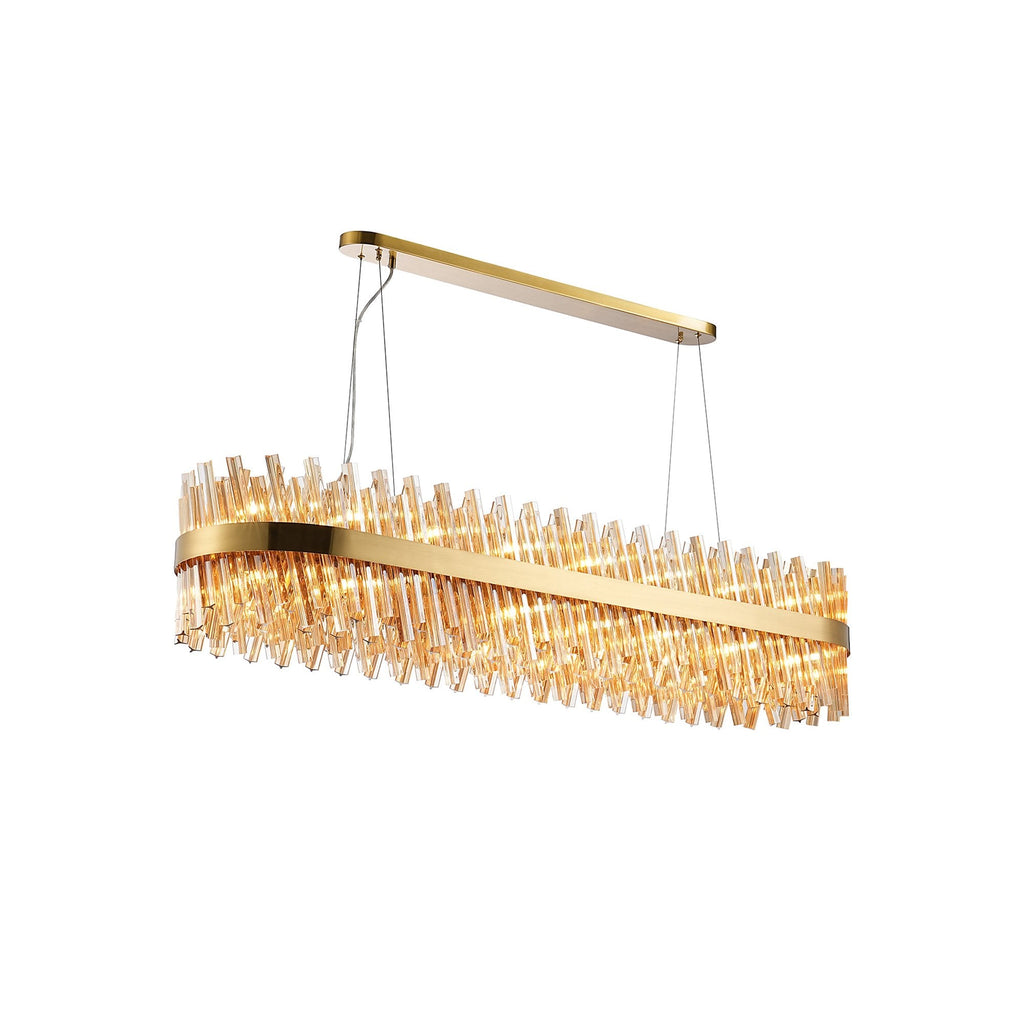 NL9508BR/AM9 Kaffer 36 Light Oblong Pendant Brass Amber