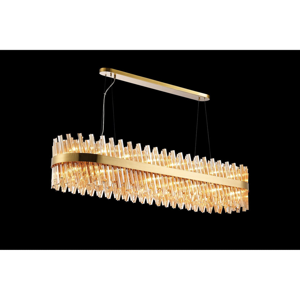 NL9508BR/AM9 Kaffer 36 Light Oblong Pendant Brass Amber