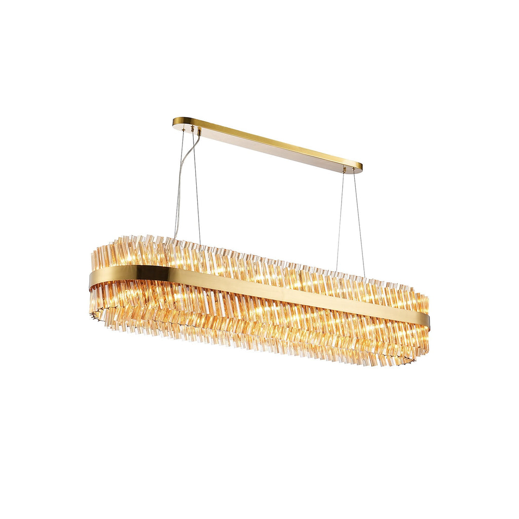 NL9508BR/AM9 Kaffer 36 Light Oblong Pendant Brass Amber