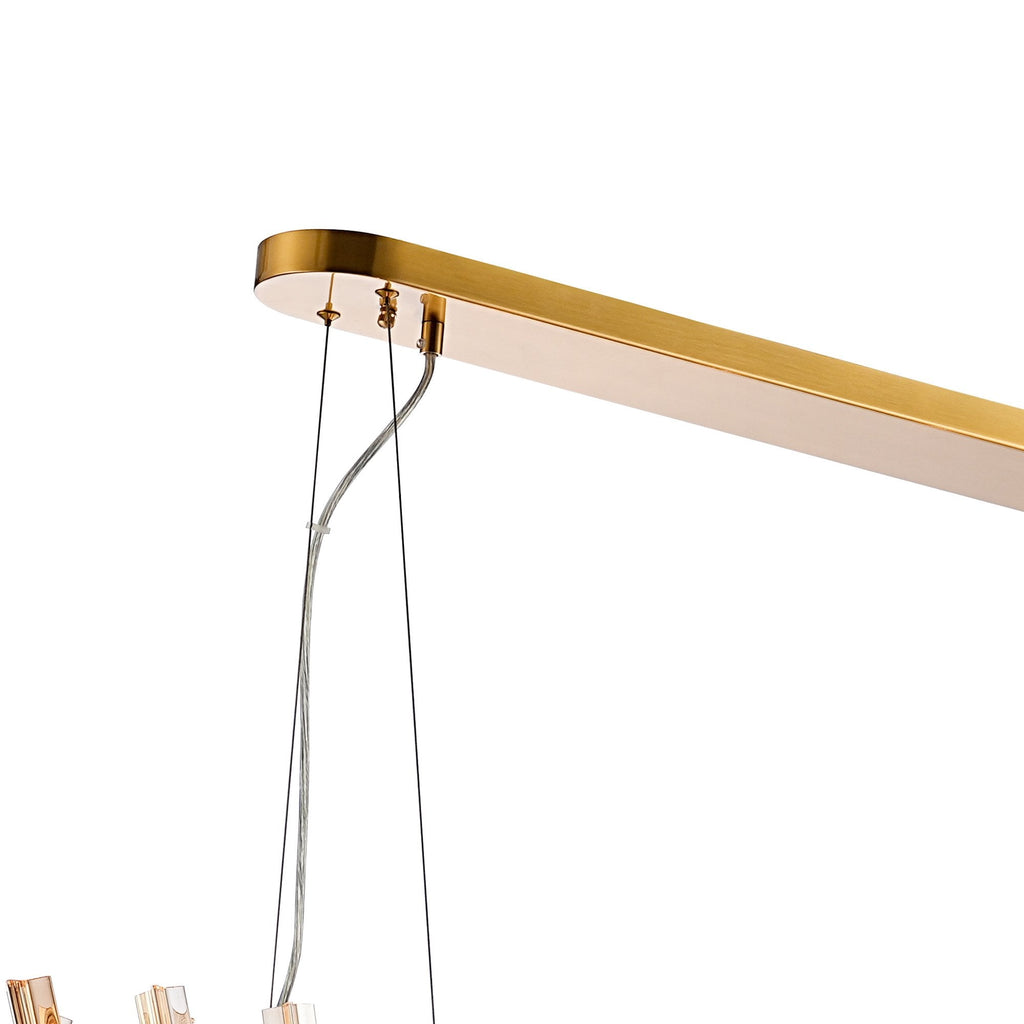 NL9508BR/AM9 Kaffer 36 Light Oblong Pendant Brass Amber