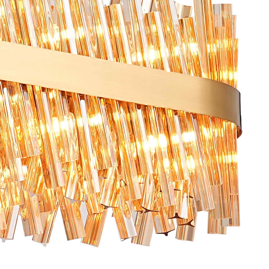 NL9508BR/AM9 Kaffer 36 Light Oblong Pendant Brass Amber