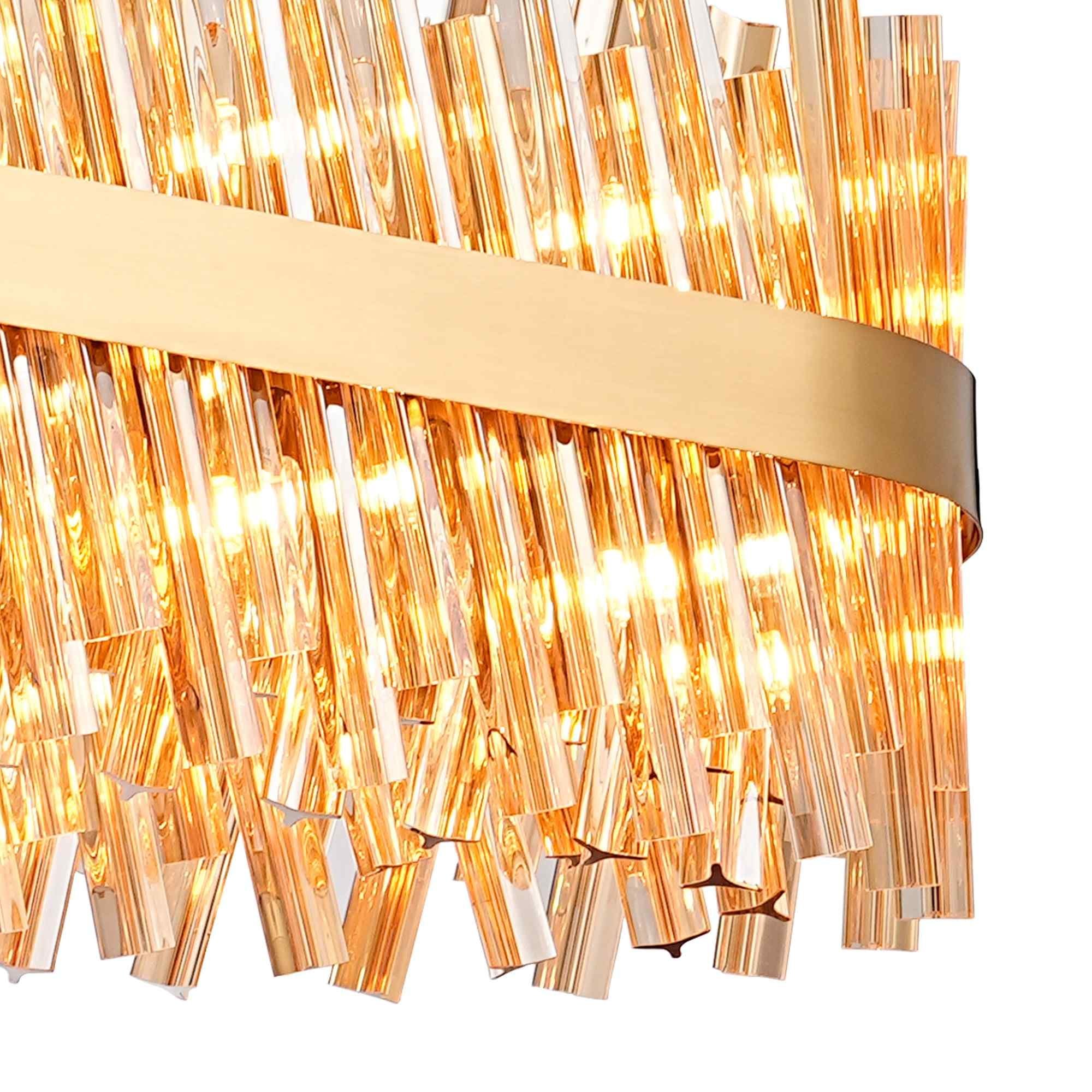 NL9508BR/AM9 Kaffer 36 Light Oblong Pendant Brass Amber