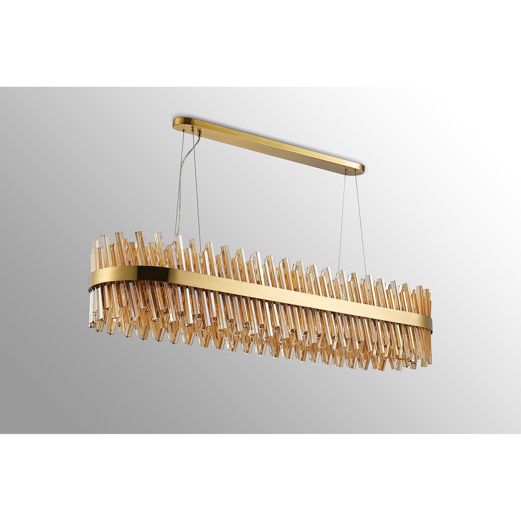 NL9508BR/AM9 Kaffer 36 Light Oblong Pendant Brass Amber