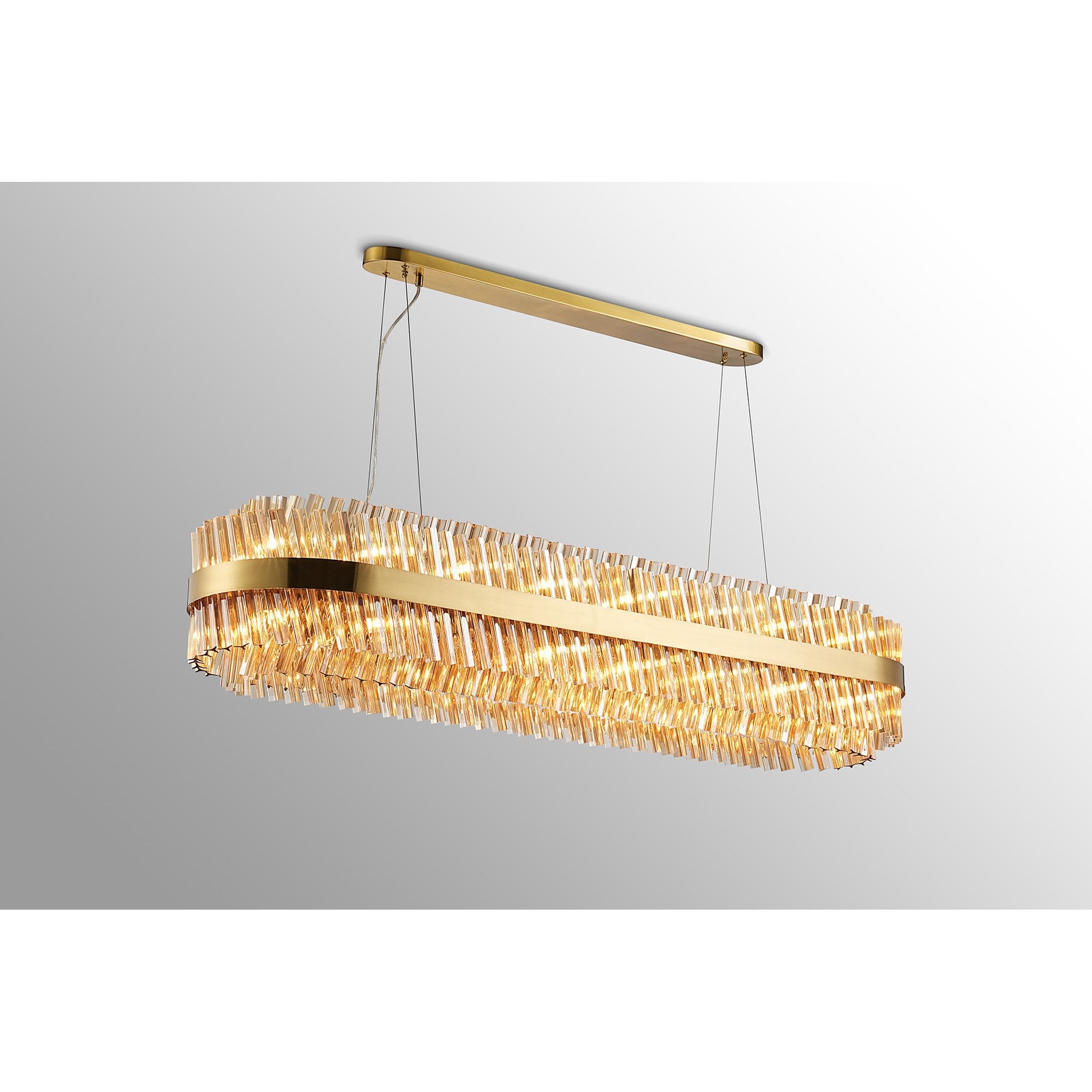 NL9508BR/AM9 Kaffer 36 Light Oblong Pendant Brass Amber
