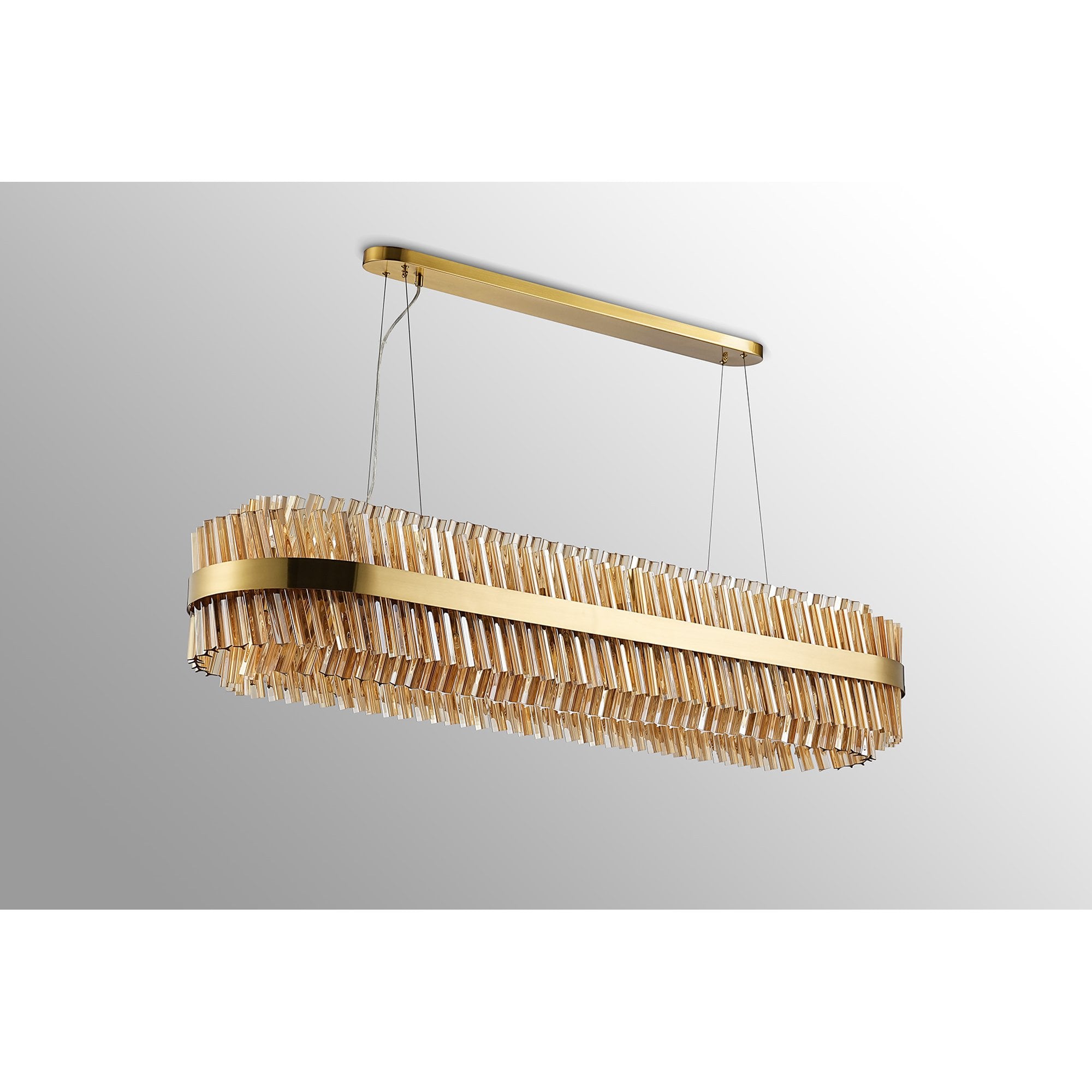 NL9508BR/AM9 Kaffer 36 Light Oblong Pendant Brass Amber