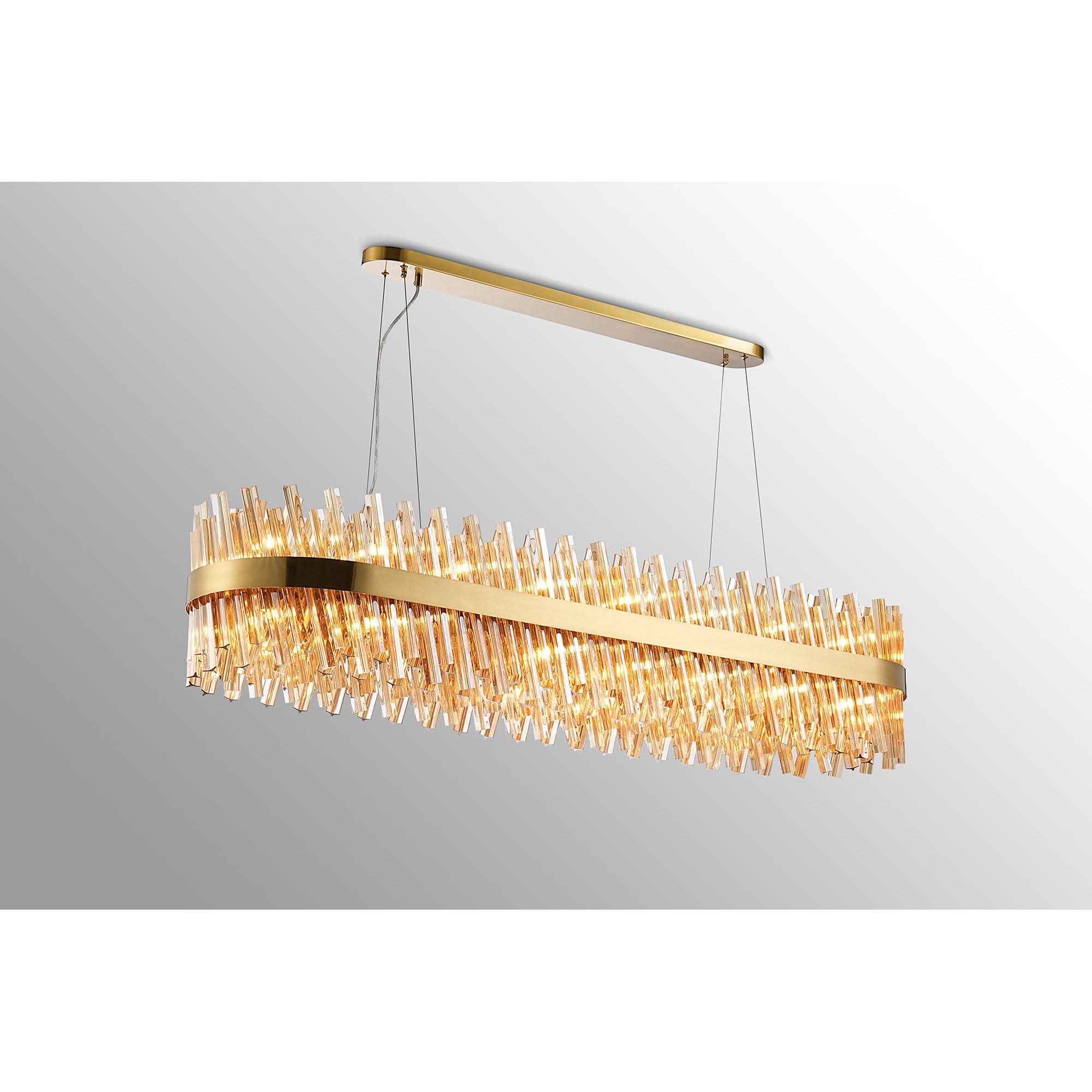 NL9508BR/AM9 Kaffer 36 Light Oblong Pendant Brass Amber