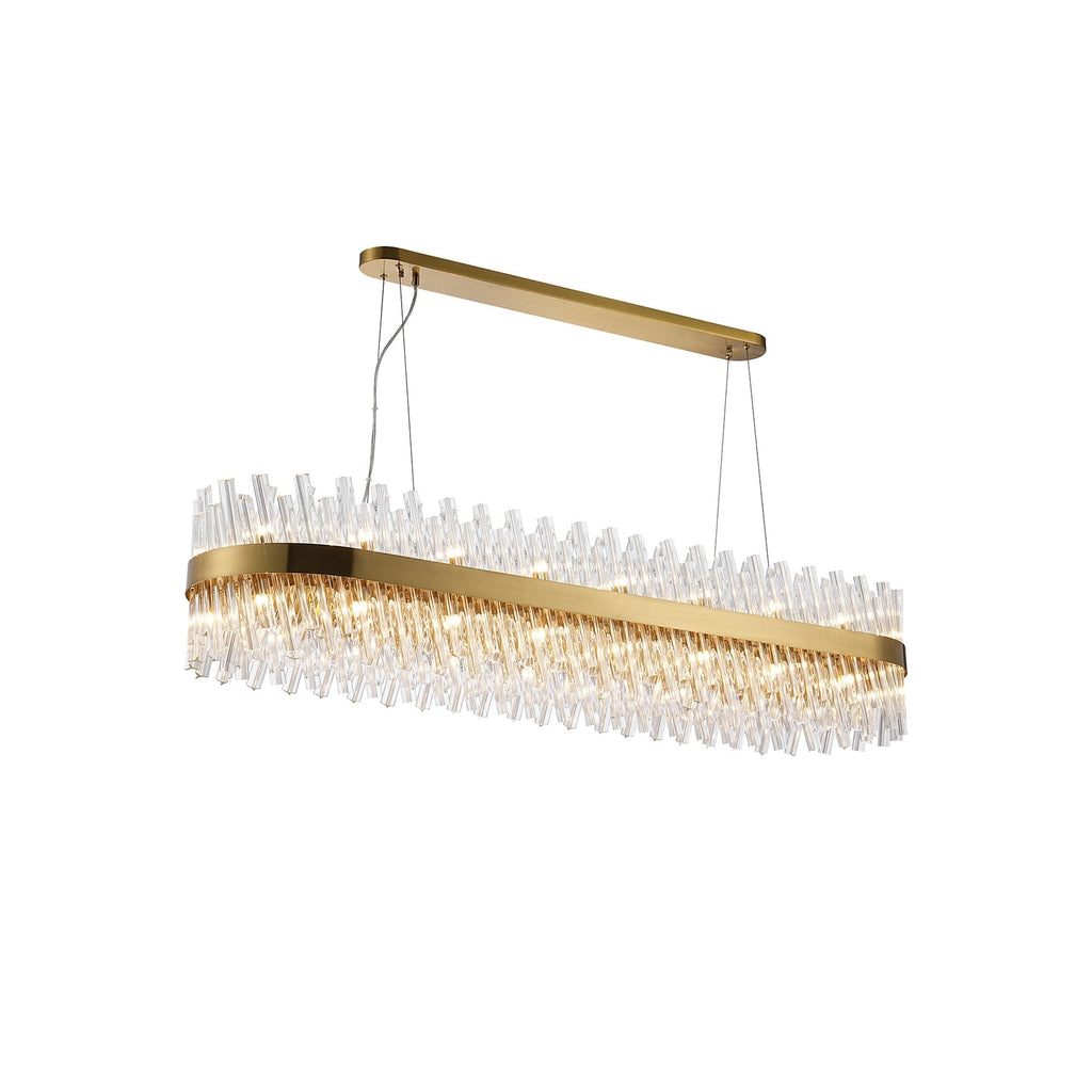 NL9508BR/CL9 Kaffer 36 Light Oblong Pendant Brass Clear