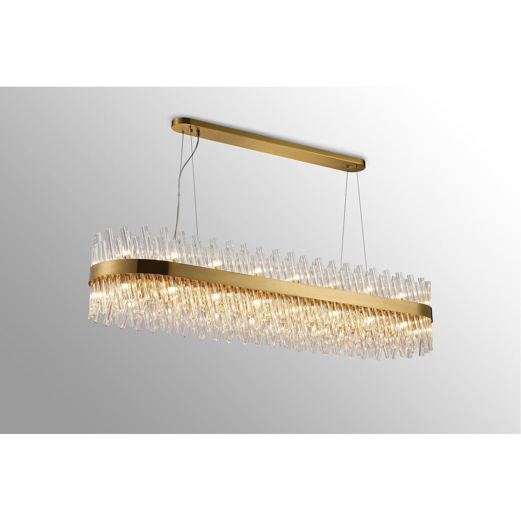 NL9508BR/CL9 Kaffer 36 Light Oblong Pendant Brass Clear