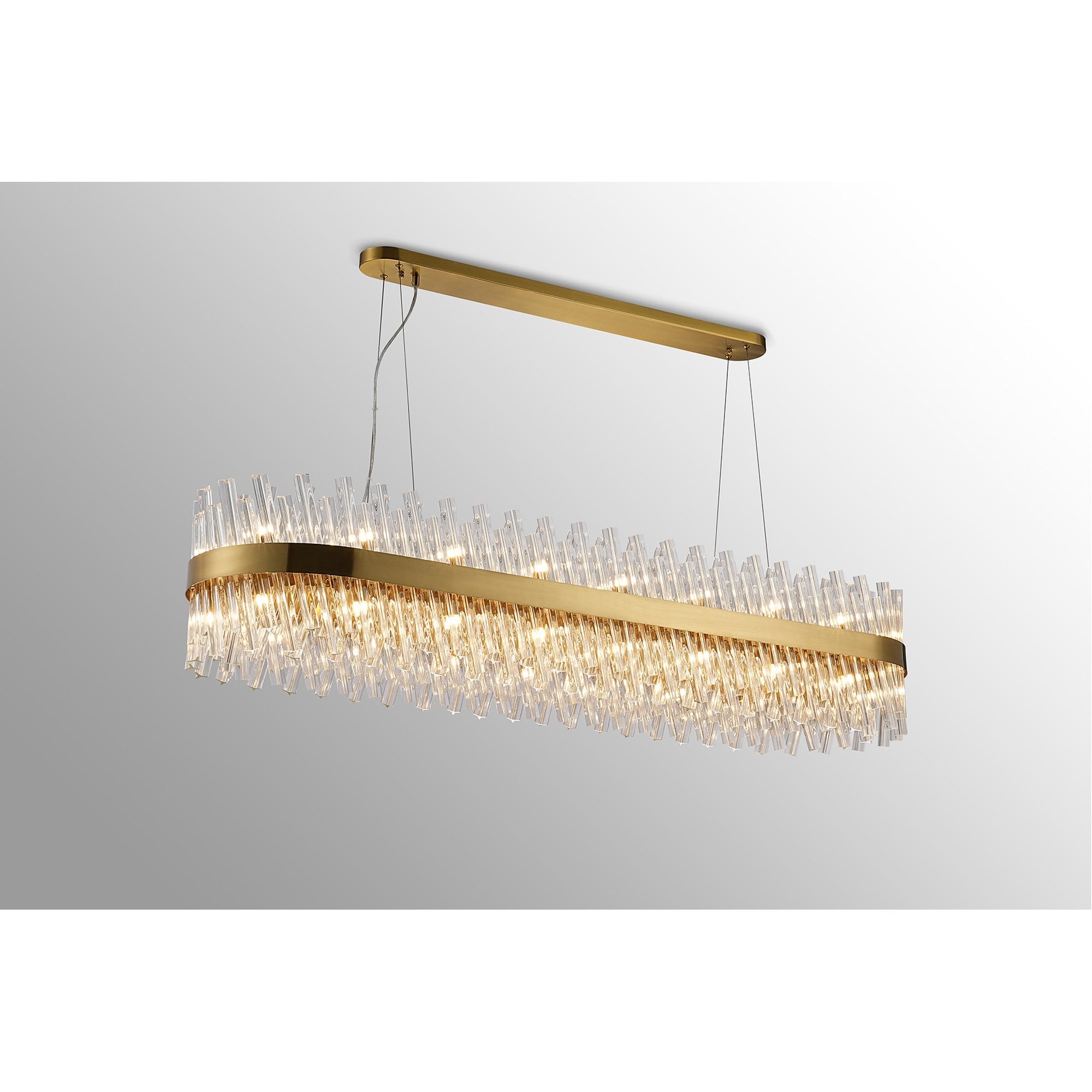 NL9508BR/CL9 Kaffer 36 Light Oblong Pendant Brass Clear