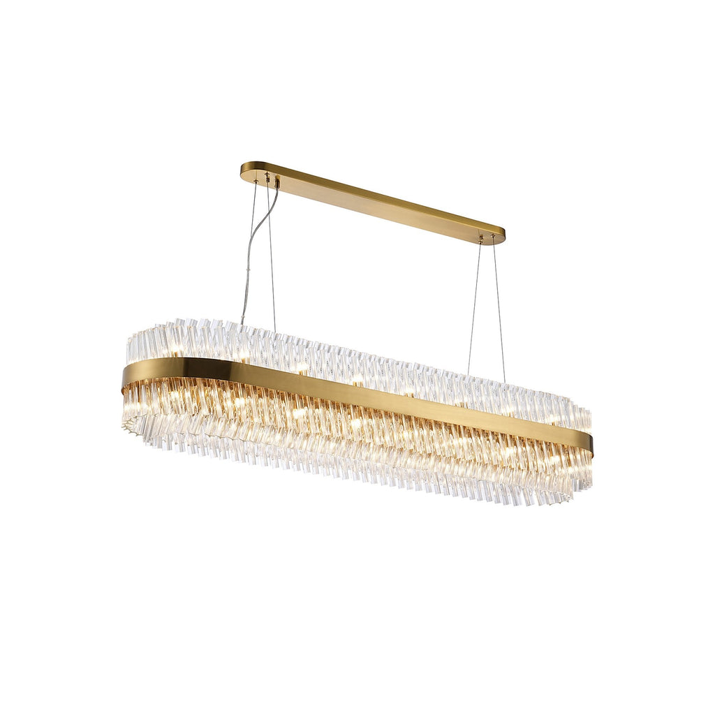 NL9508BR/CL9 Kaffer 36 Light Oblong Pendant Brass Clear