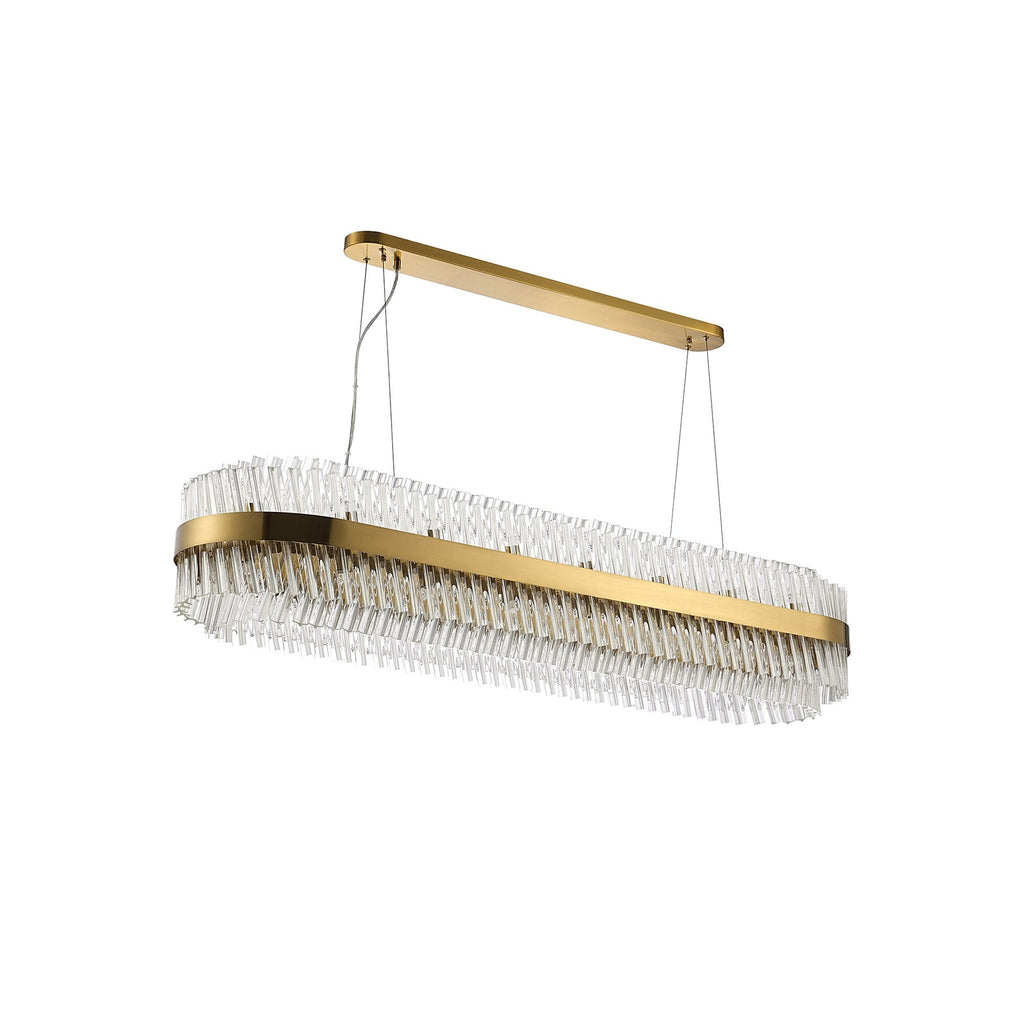 NL9508BR/CL9 Kaffer 36 Light Oblong Pendant Brass Clear