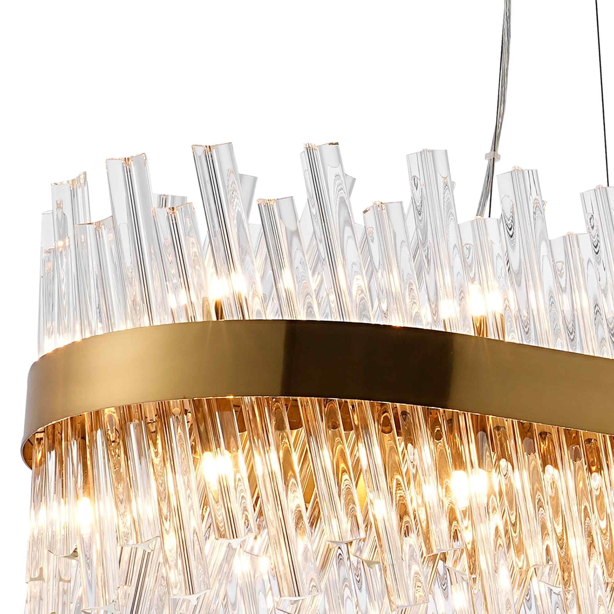 NL9508BR/CL9 Kaffer 36 Light Oblong Pendant Brass Clear