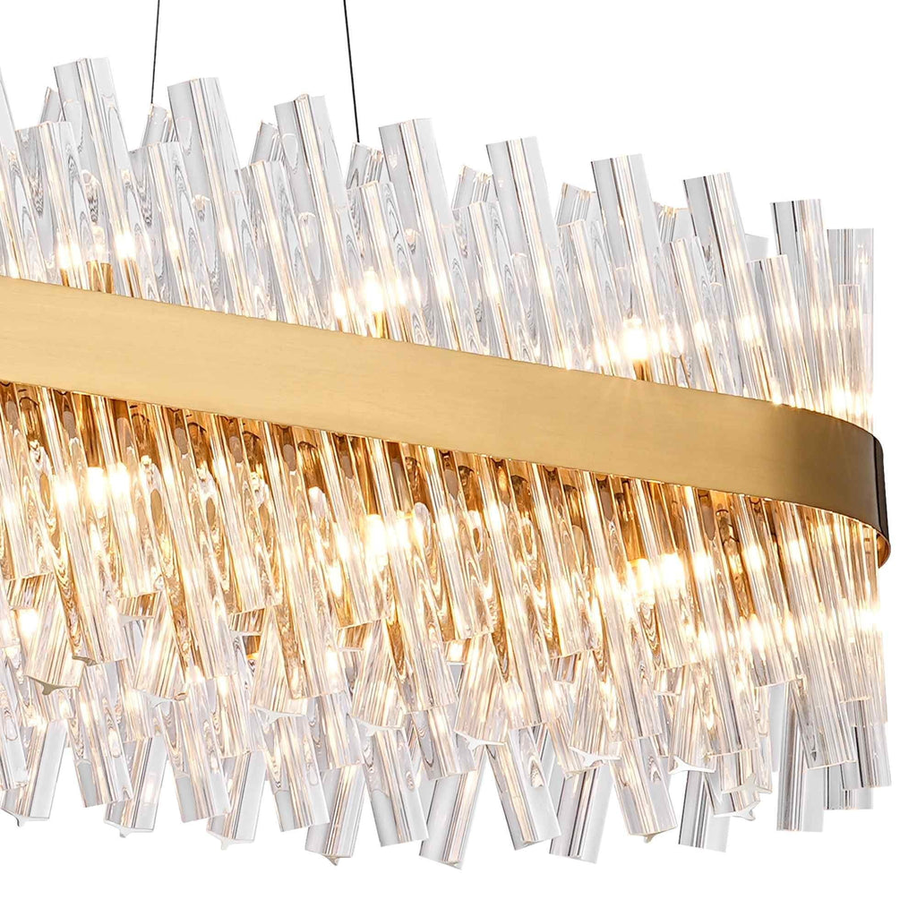 NL9508BR/CL9 Kaffer 36 Light Oblong Pendant Brass Clear