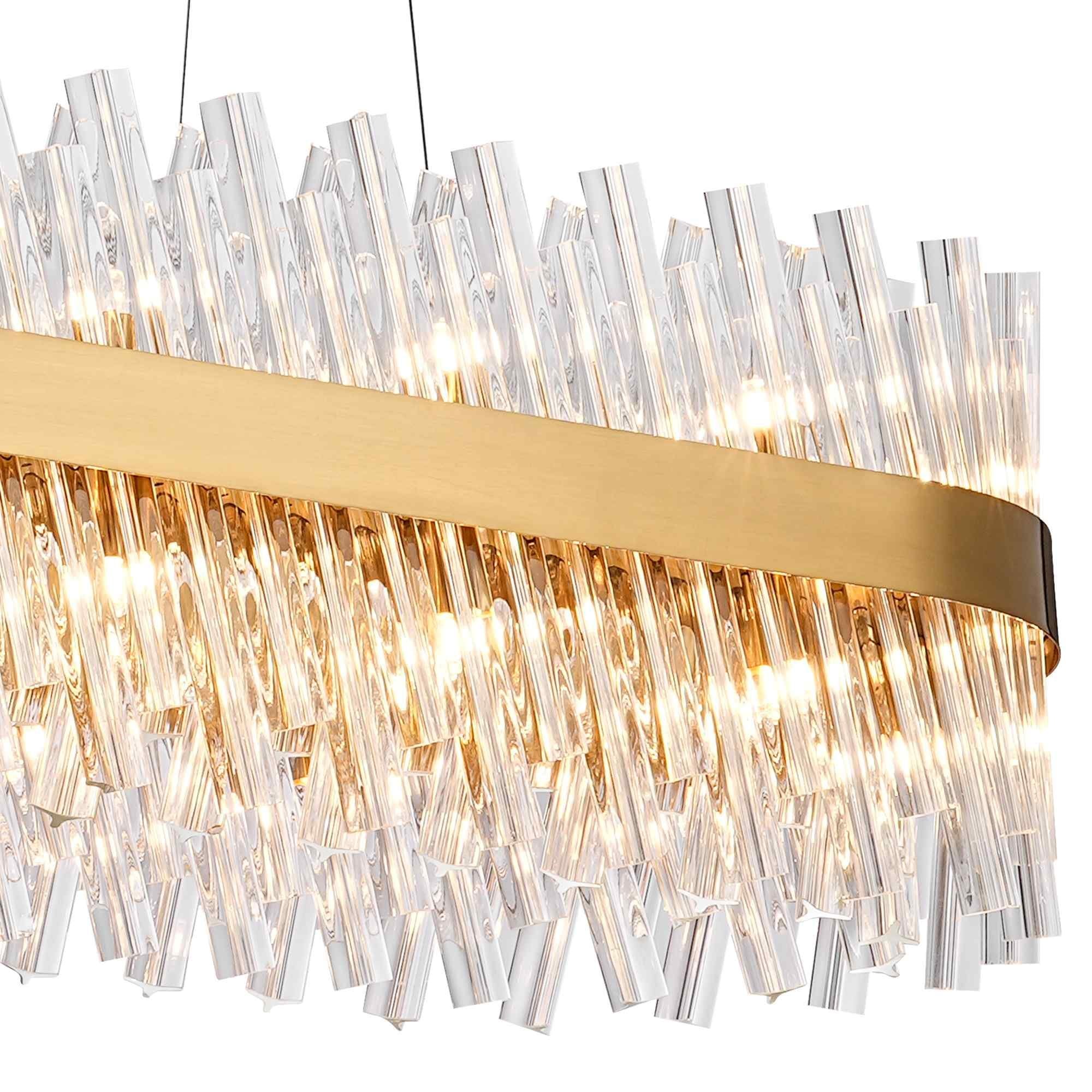 NL9508BR/CL9 Kaffer 36 Light Oblong Pendant Brass Clear