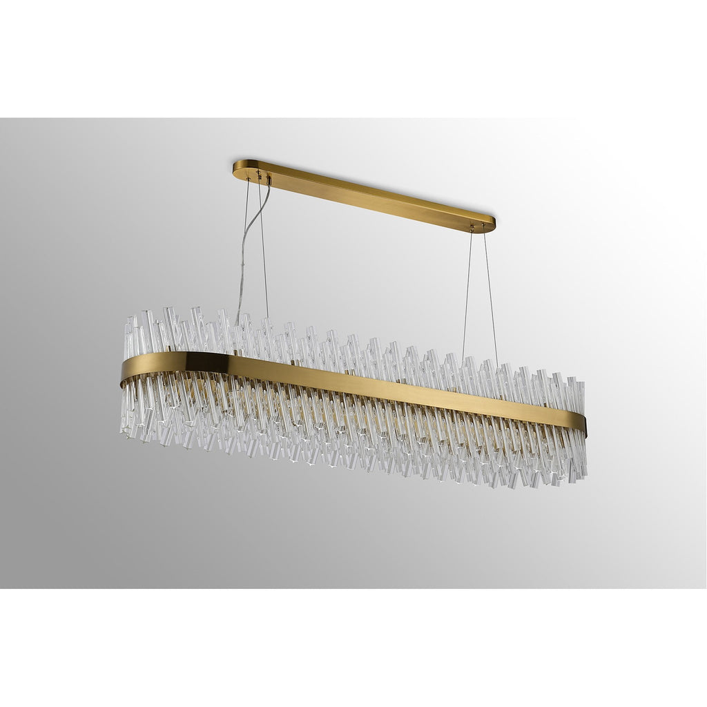 NL9508BR/CL9 Kaffer 36 Light Oblong Pendant Brass Clear