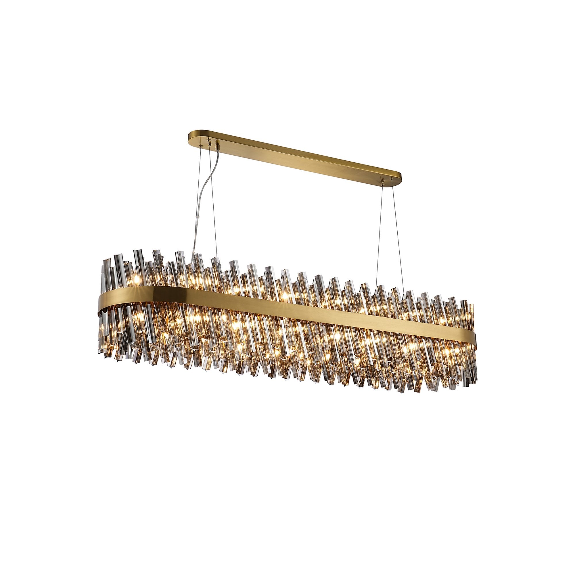 NL9508BR/SM9 Kaffer 36 Light Oblong Pendant Brass Smoke