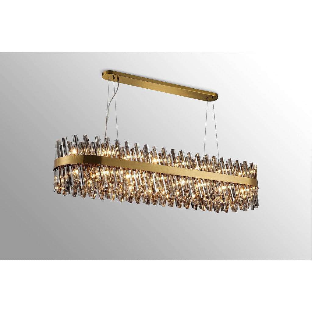 NL9508BR/SM9 Kaffer 36 Light Oblong Pendant Brass Smoke