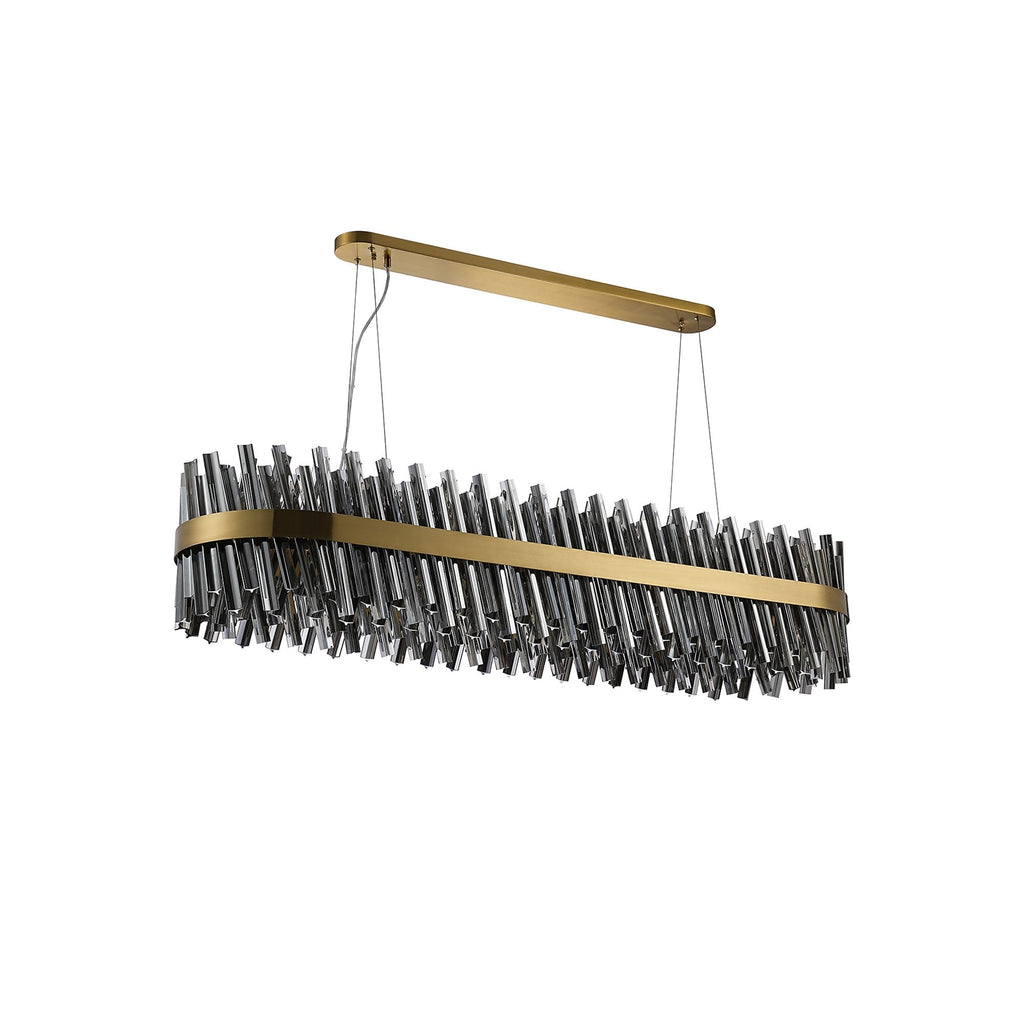 NL9508BR/SM9 Kaffer 36 Light Oblong Pendant Brass Smoke