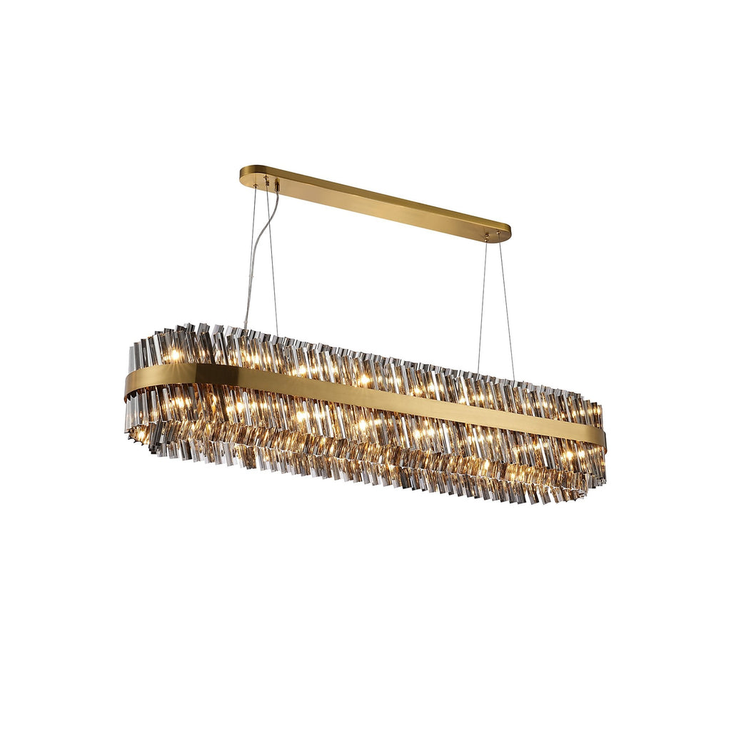 NL9508BR/SM9 Kaffer 36 Light Oblong Pendant Brass Smoke