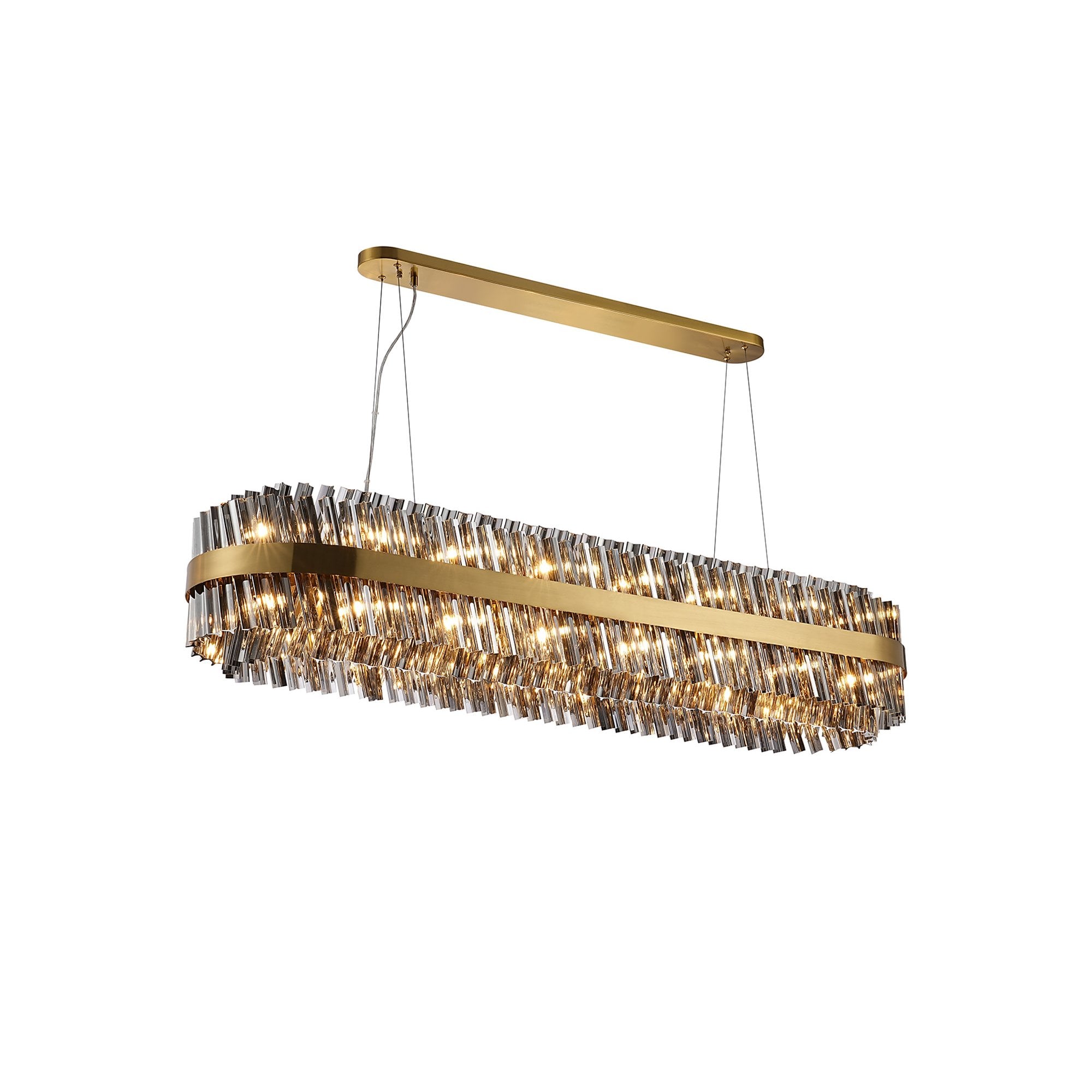 NL9508BR/SM9 Kaffer 36 Light Oblong Pendant Brass Smoke