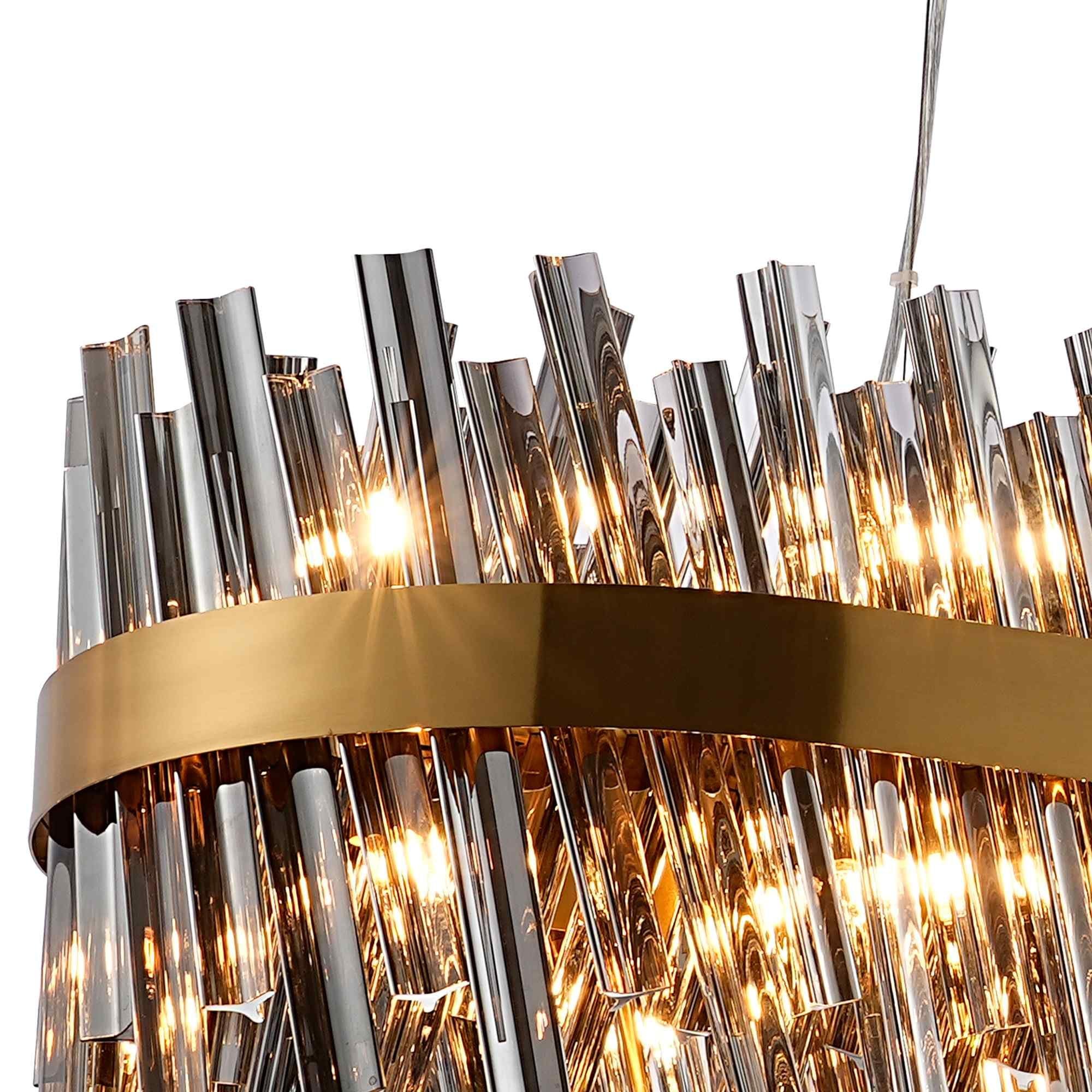 NL9508BR/SM9 Kaffer 36 Light Oblong Pendant Brass Smoke