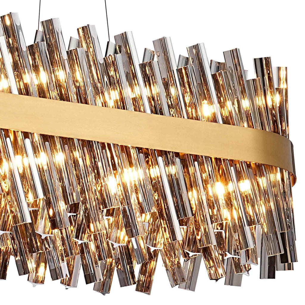 NL9508BR/SM9 Kaffer 36 Light Oblong Pendant Brass Smoke