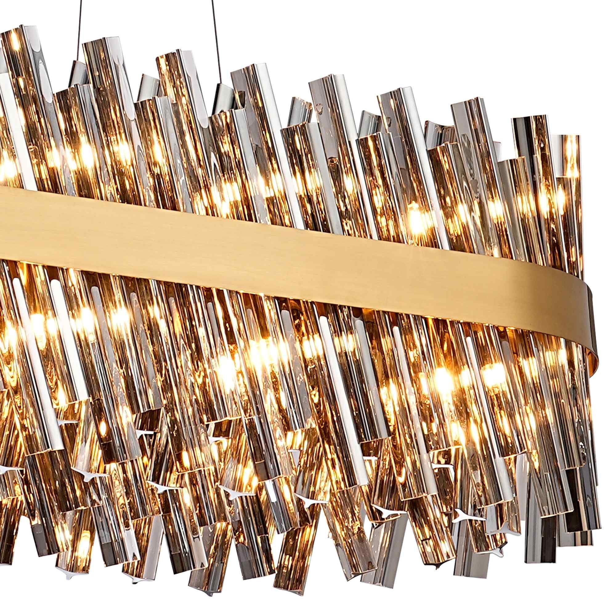 NL9508BR/SM9 Kaffer 36 Light Oblong Pendant Brass Smoke