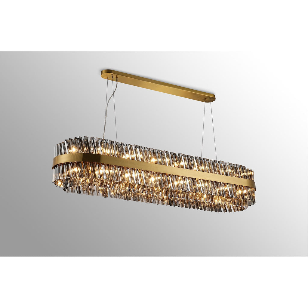 NL9508BR/SM9 Kaffer 36 Light Oblong Pendant Brass Smoke