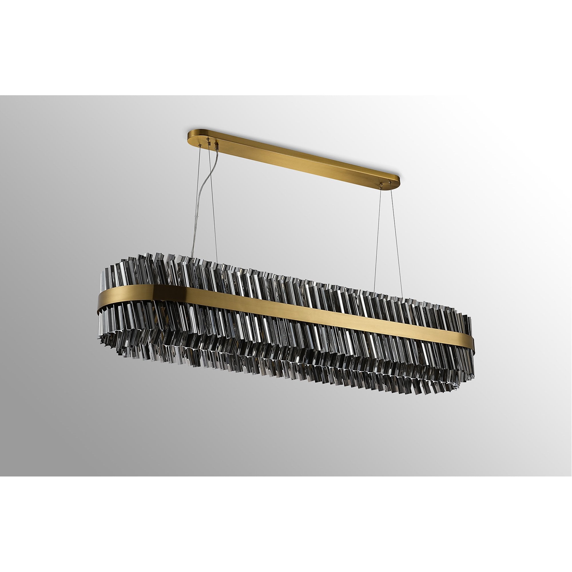 NL9508BR/SM9 Kaffer 36 Light Oblong Pendant Brass Smoke