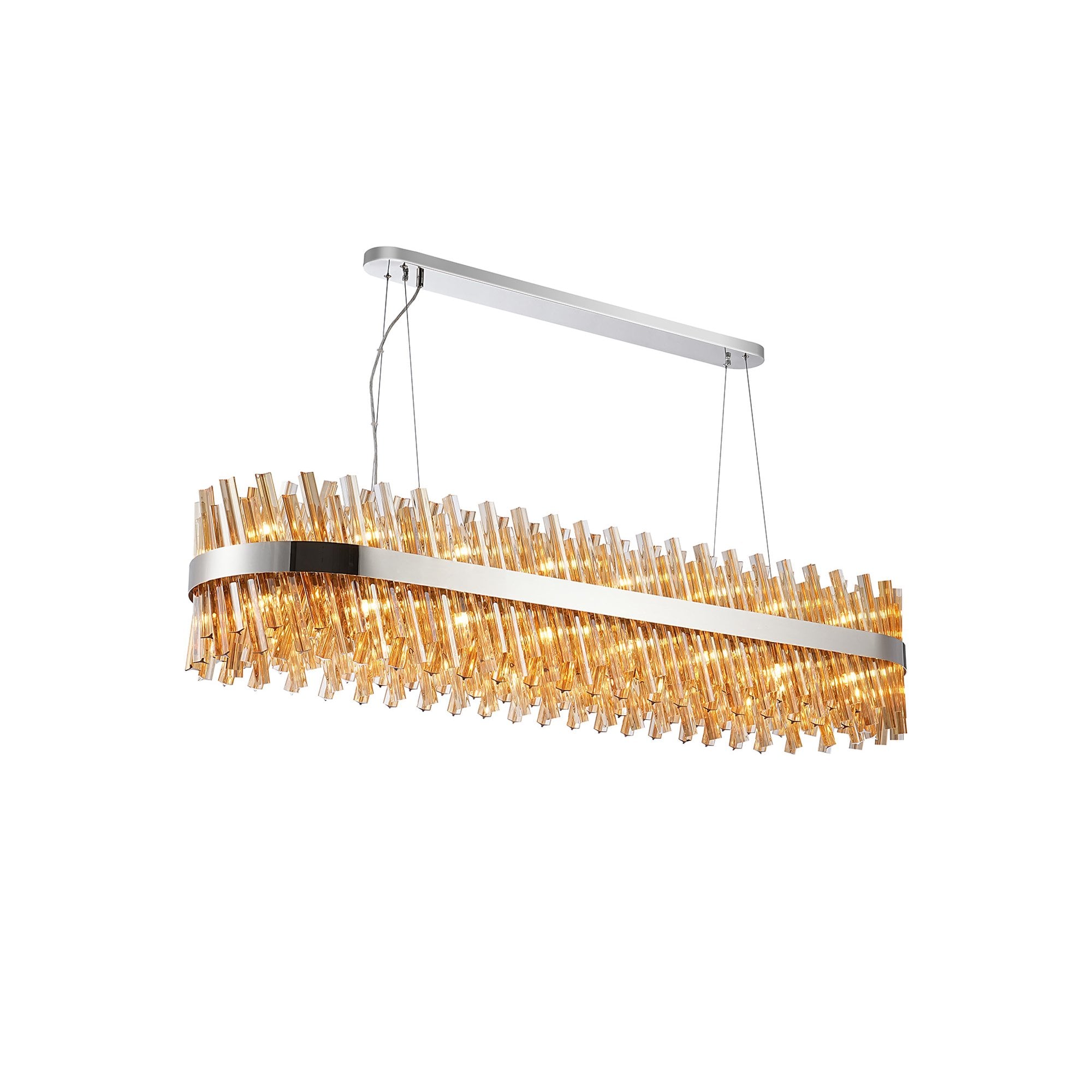 NL9508PN/AM9 Kaffer 36 Light Oblong Pendant Polished Nickel Amber