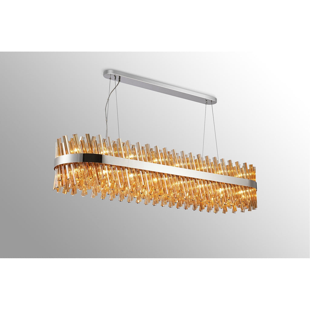 NL9508PN/AM9 Kaffer 36 Light Oblong Pendant Polished Nickel Amber