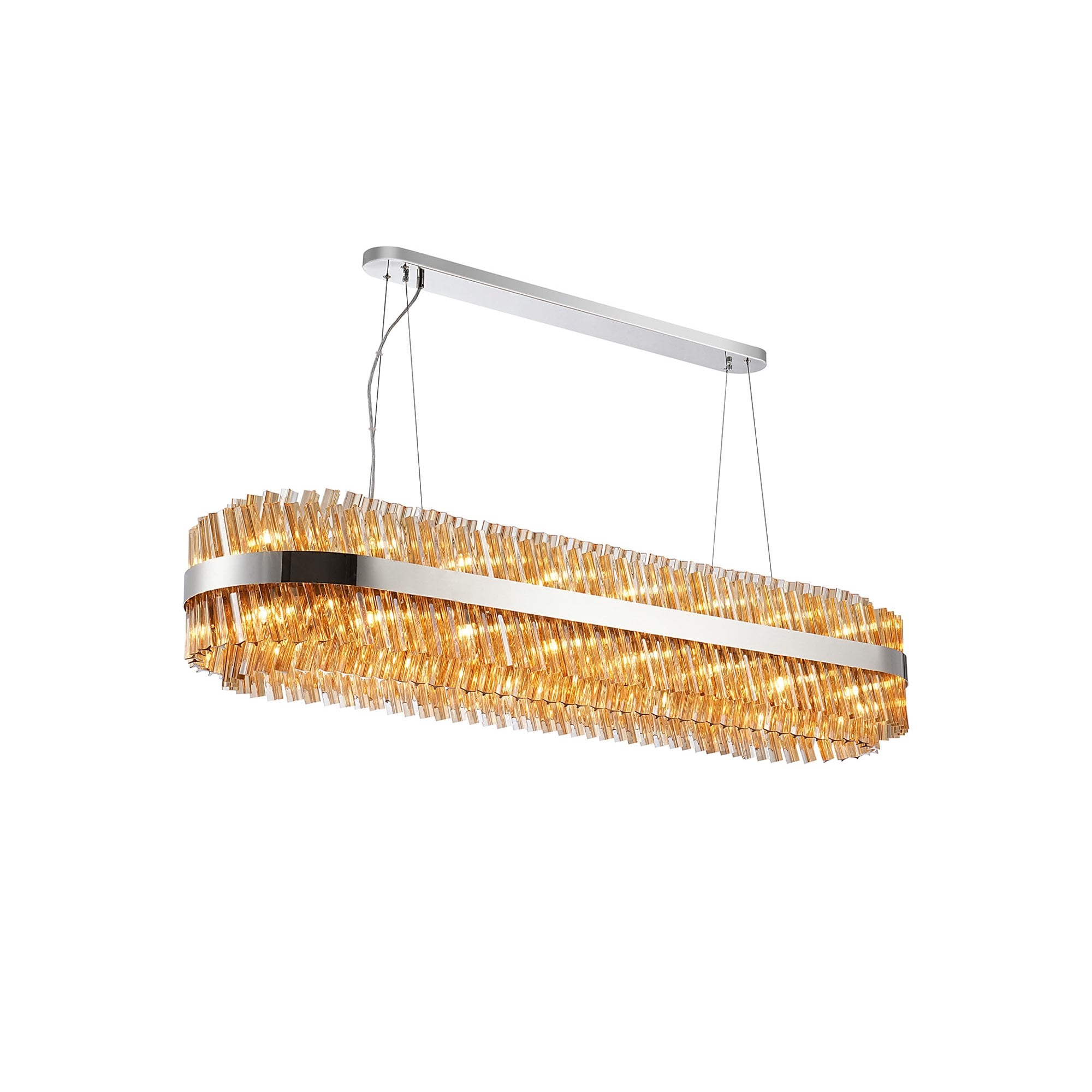 NL9508PN/AM9 Kaffer 36 Light Oblong Pendant Polished Nickel Amber